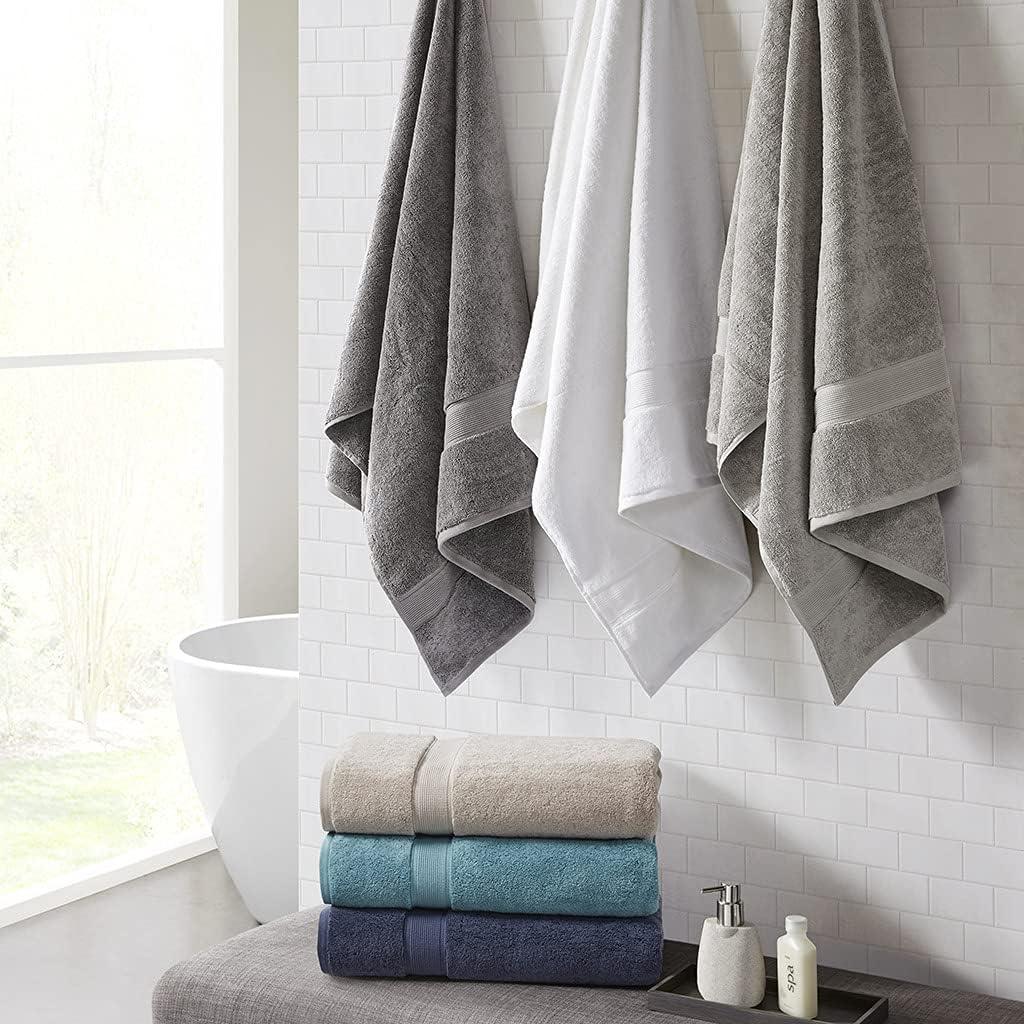 imageMadison Park 800GSM Bathroom Towel Set of 8 100 Cotton Bath Towel Set for Bathroom Luxurious Highly Absorbent 2 Bath Towels 2 Hand Towels 4 Washcloths Quick Dry Spa Quality SeafoamWhite