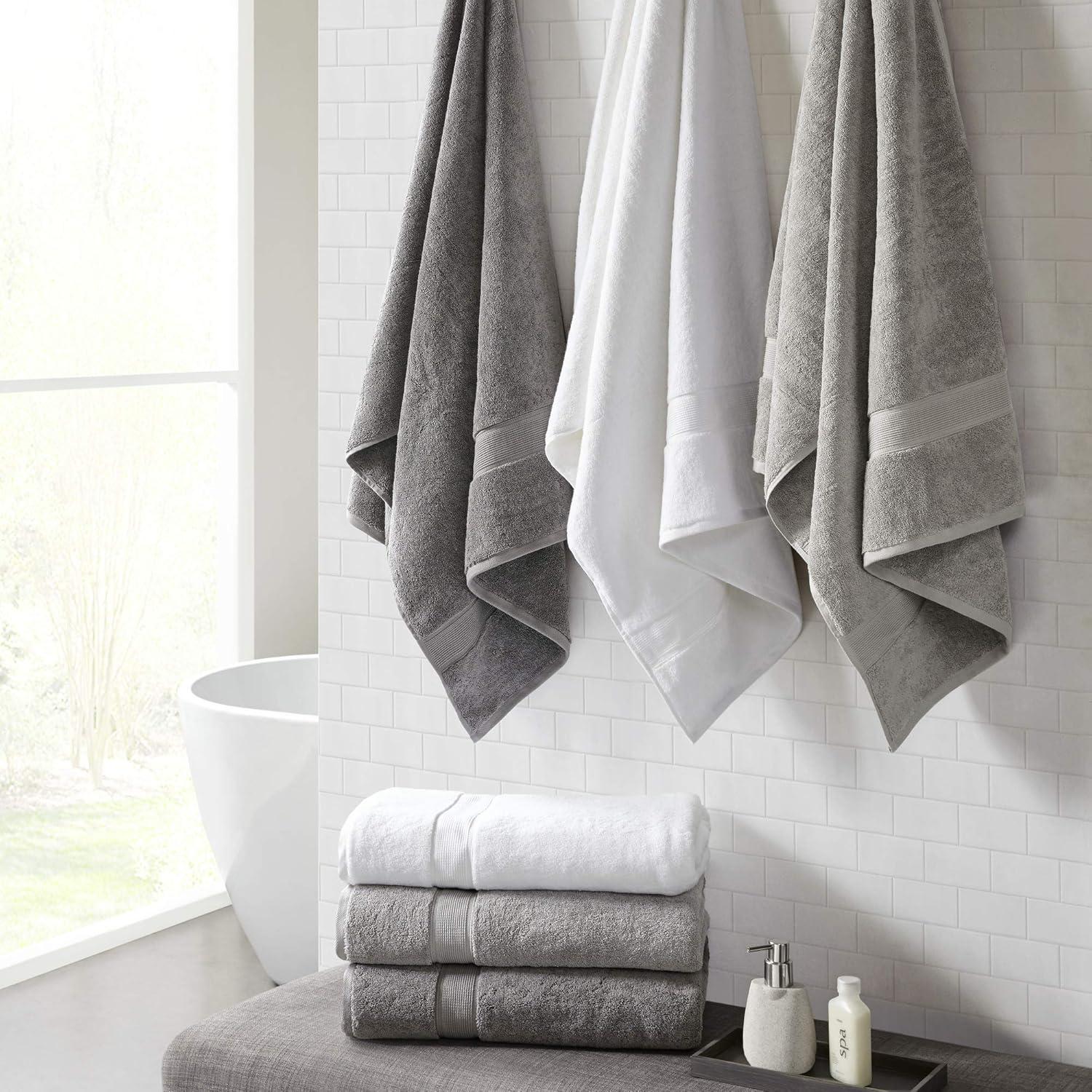 imageMadison Park 800GSM Bathroom Towel Set of 8 100 Cotton Bath Towel Set for Bathroom Luxurious Highly Absorbent 2 Bath Towels 2 Hand Towels 4 Washcloths Quick Dry Spa Quality SeafoamGrey