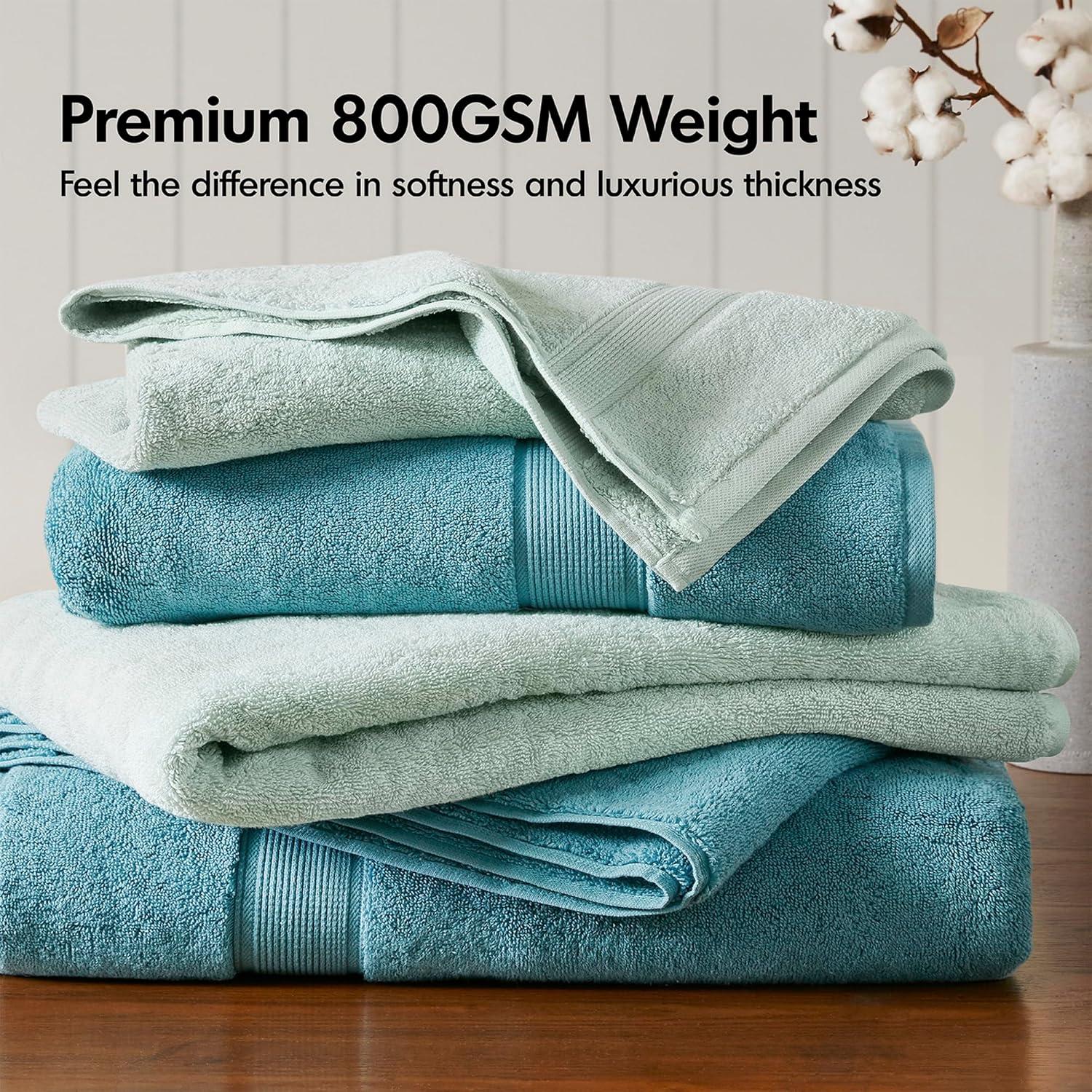 imageMadison Park 800GSM Bathroom Towel Set of 8 100 Cotton Bath Towel Set for Bathroom Luxurious Highly Absorbent 2 Bath Towels 2 Hand Towels 4 Washcloths Quick Dry Spa Quality SeafoamAqua