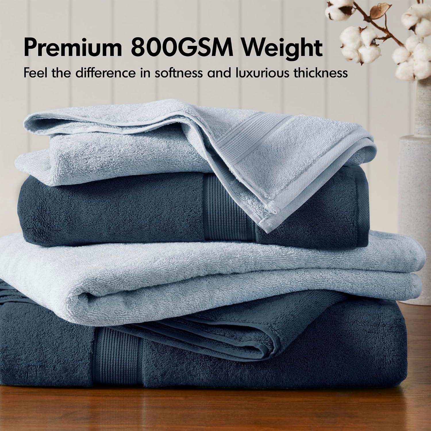 imageMadison Park 800GSM Bathroom Towel Set of 8 100 Cotton Bath Towel Set for Bathroom Luxurious Highly Absorbent 2 Bath Towels 2 Hand Towels 4 Washcloths Quick Dry Spa Quality SeafoamSlate Blue