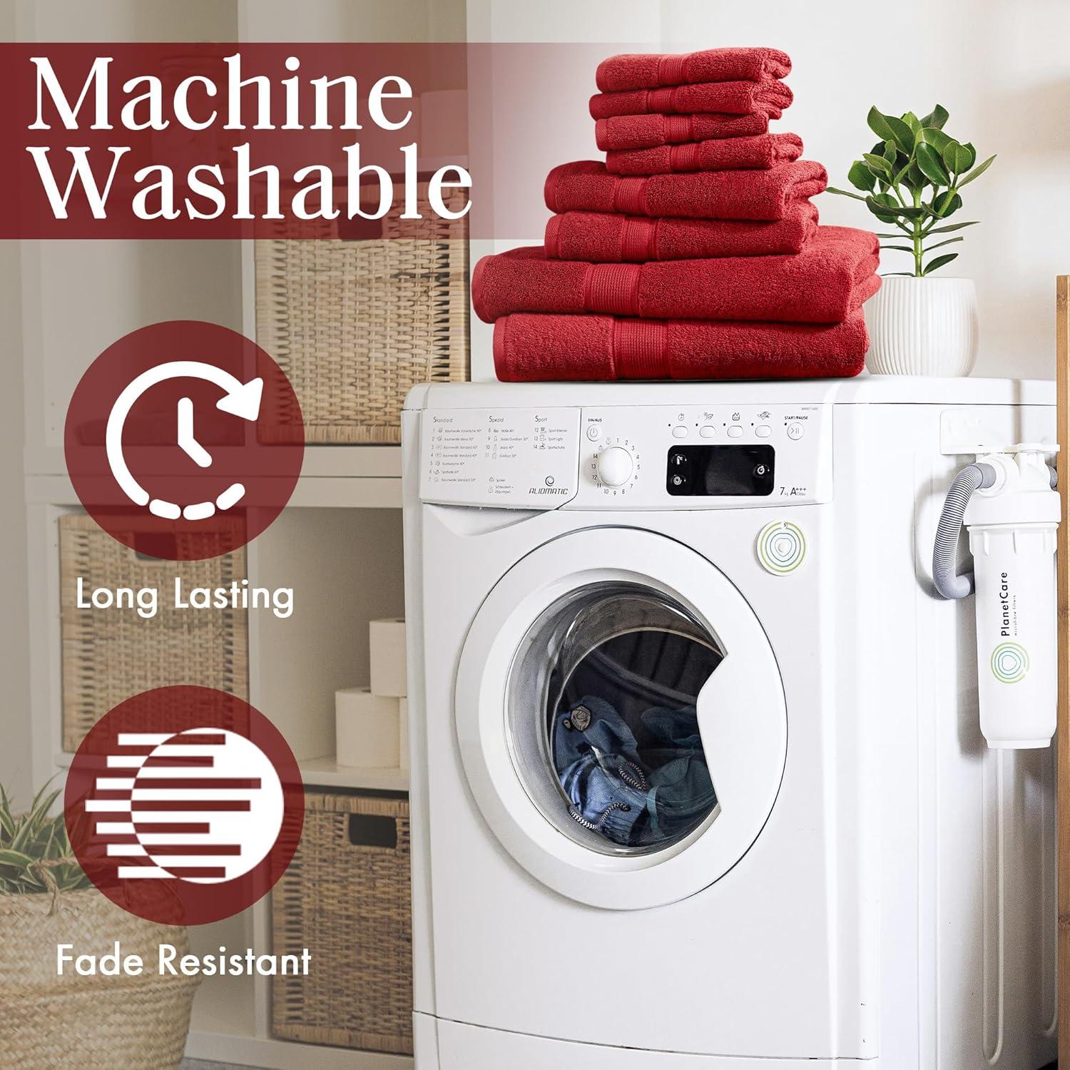 imageMadison Park 800GSM Bathroom Towel Set of 8 100 Cotton Bath Towel Set for Bathroom Luxurious Highly Absorbent 2 Bath Towels 2 Hand Towels 4 Washcloths Quick Dry Spa Quality SeafoamBright Red