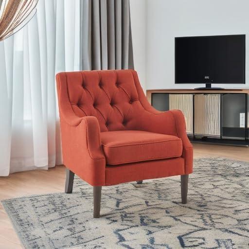 imageMadison Park Accent Chair for Living Room Upholstered Button Tufted Back Removable 575quot T Seat Cushion Solid Wood Legs Modern Accent Armchair Family Room Furniture Bedroom Chair 2925quot W SpiceSpice