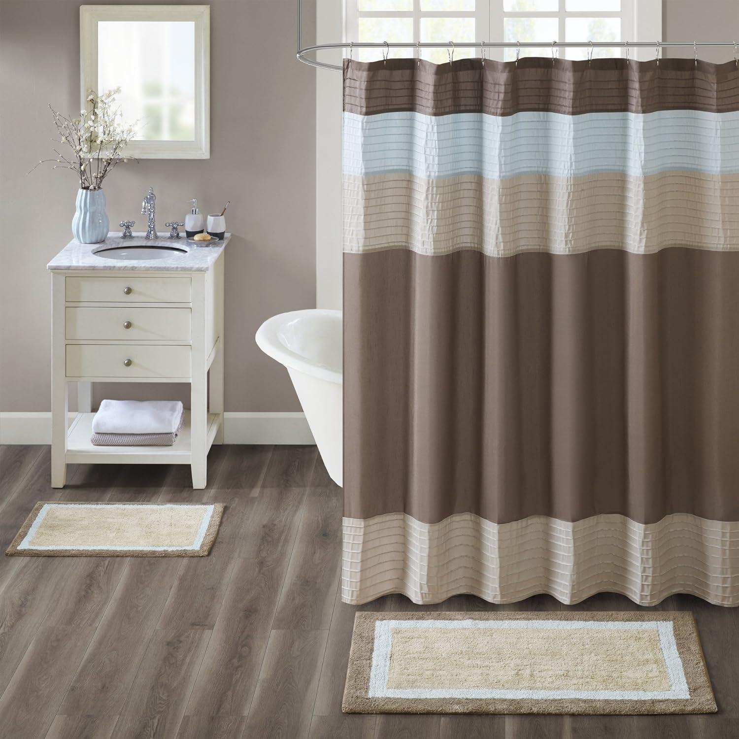 imageMadison Park Amherst Bathroom Rugs Room Dcor 100 Cotton Tufted Ultra Soft NonSlip Absorbent Quick Dry Bathtub Mats 20x30 BrownBlueBrownBlue