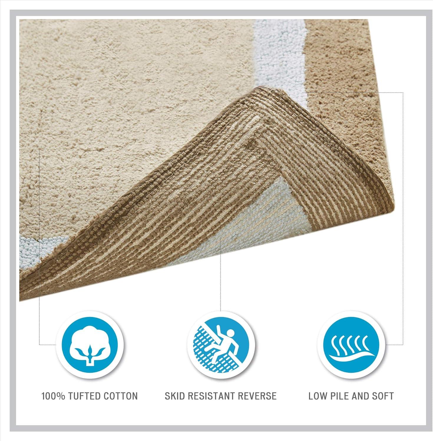 imageMadison Park Amherst Bathroom Rugs Room Dcor 100 Cotton Tufted Ultra Soft NonSlip Absorbent Quick Dry Bathtub Mats 20x30 BrownBlueBrownBlue