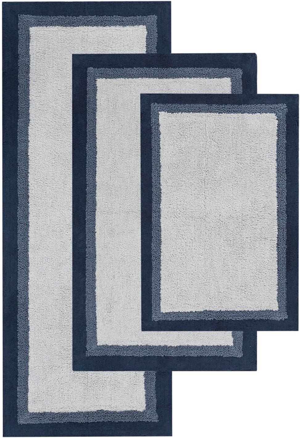 imageMadison Park Amherst Bathroom Rugs Room Dcor 100 Cotton Tufted Ultra Soft NonSlip Absorbent Quick Dry Bathtub Mats 20x30 BrownBlueNavy