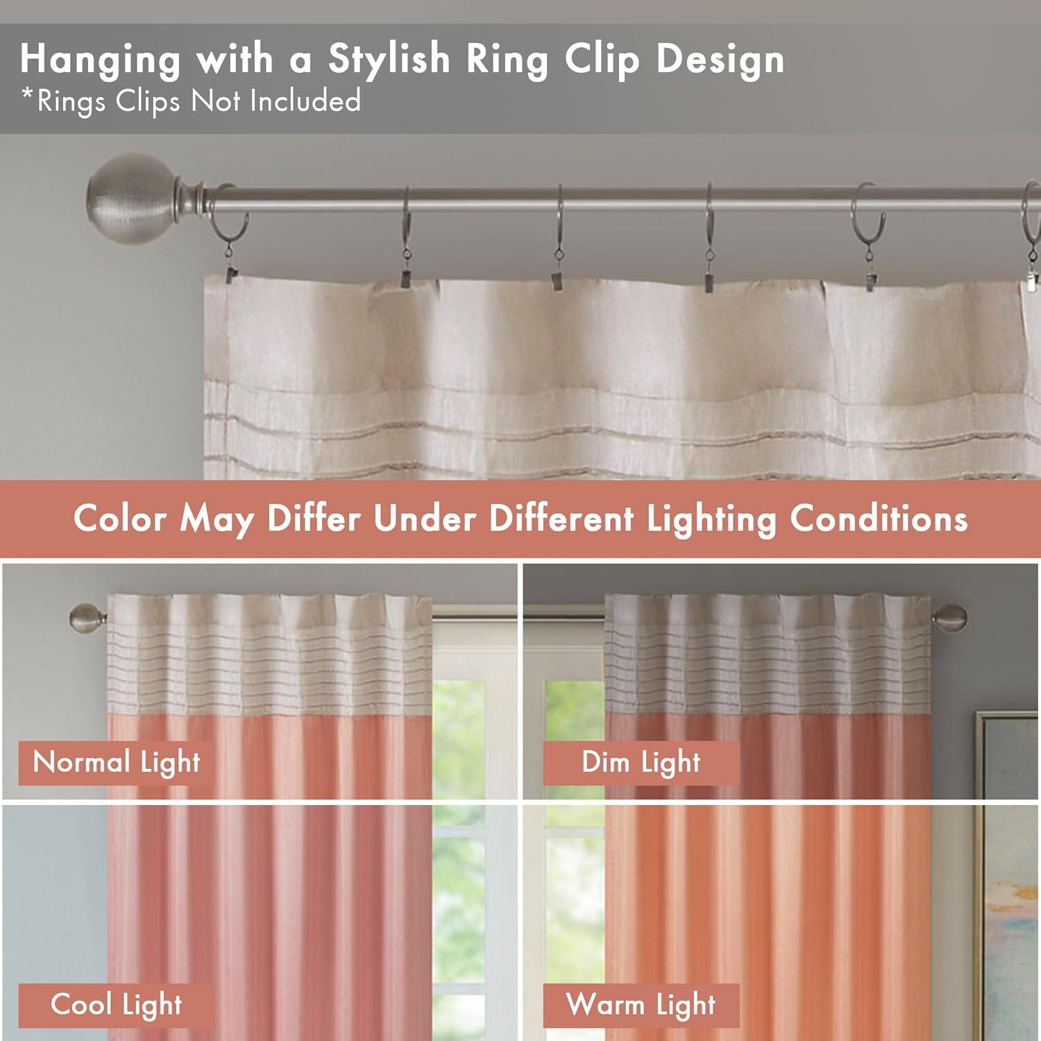 imageMadison Park Amherst Single Panel Faux Silk Rod Pocket Curtain With Privacy Lining for Living Room Window Drapes for Bedroom and Dorm 50x18 BlackCoral