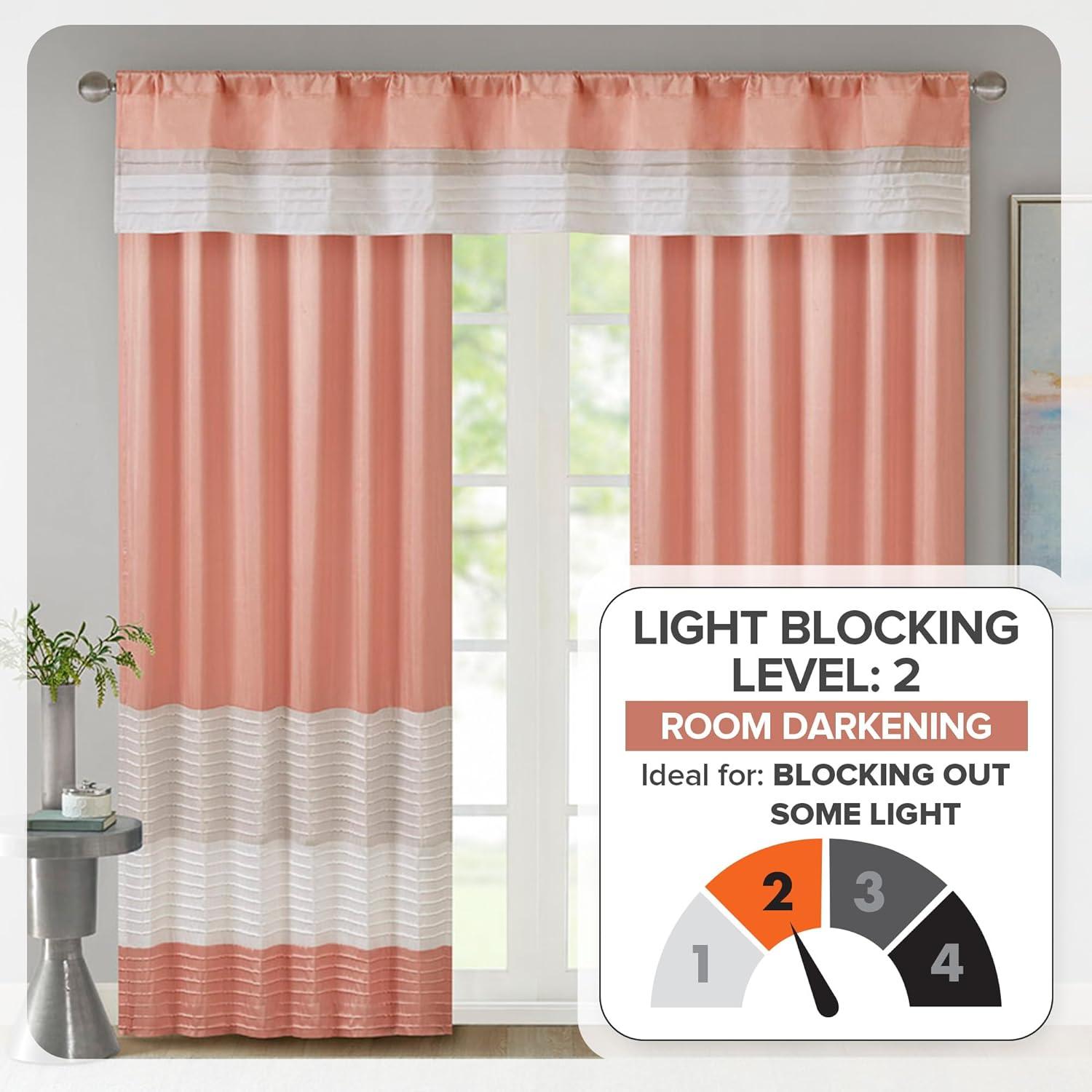 imageMadison Park Amherst Single Panel Faux Silk Rod Pocket Curtain With Privacy Lining for Living Room Window Drapes for Bedroom and Dorm 50x18 BlackCoral