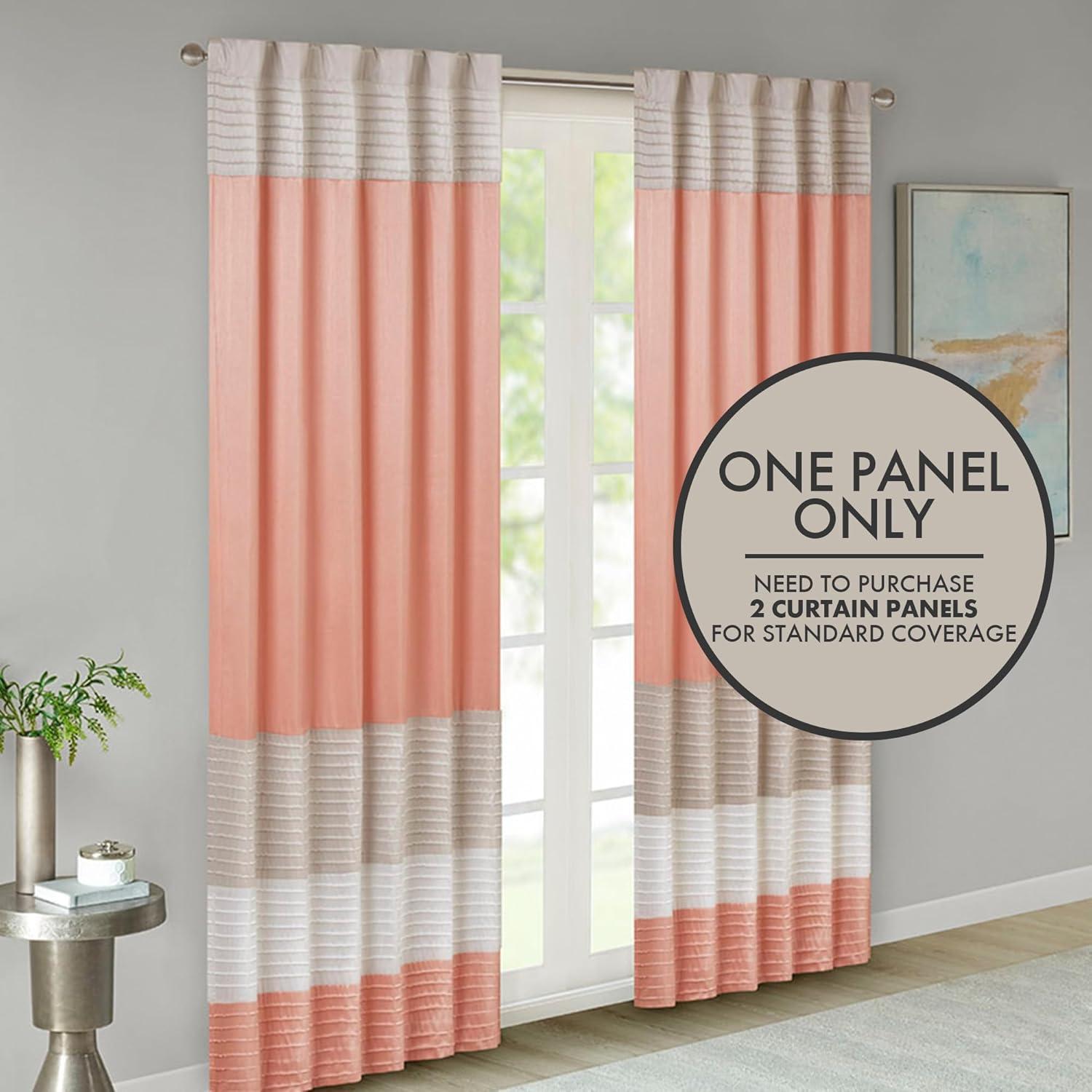 imageMadison Park Amherst Single Panel Faux Silk Rod Pocket Curtain With Privacy Lining for Living Room Window Drapes for Bedroom and Dorm 50x18 BlackCoral