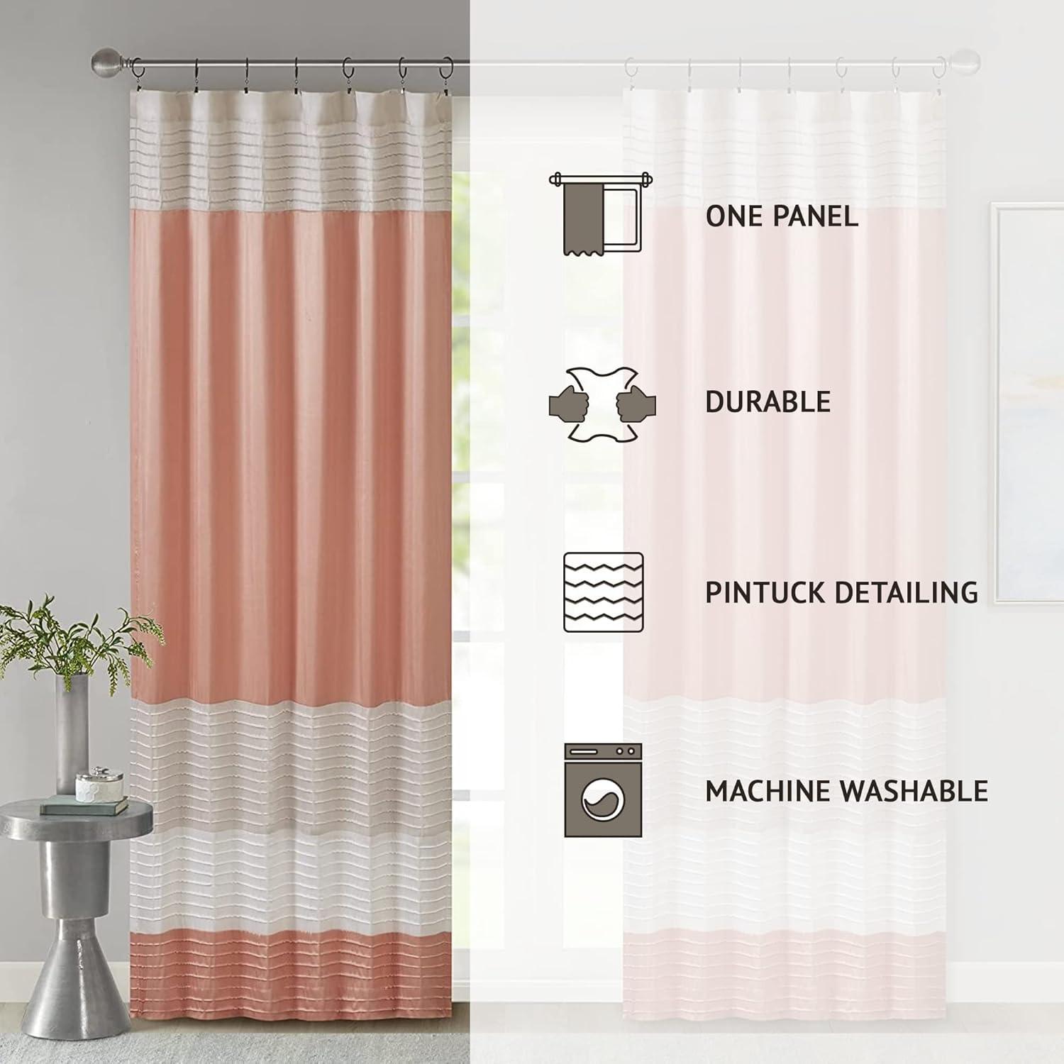 imageMadison Park Amherst Single Panel Faux Silk Rod Pocket Curtain With Privacy Lining for Living Room Window Drapes for Bedroom and Dorm 50x18 BlackCoral
