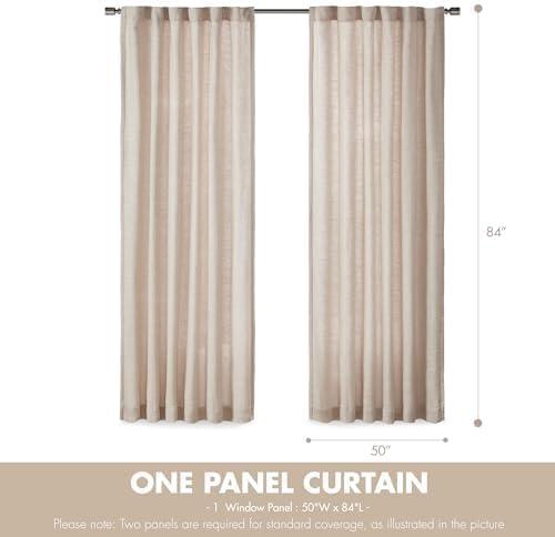 imageMadison Park Anaheim Cabin Plaid Curtain Window Thermal Insulated Fleece Lining Living Room Decor Room Darkening Drape for Bedroom 1Single Panel Pack 50quot x 84quot Rod Pocket NaturalRod Pocket Solid Natural