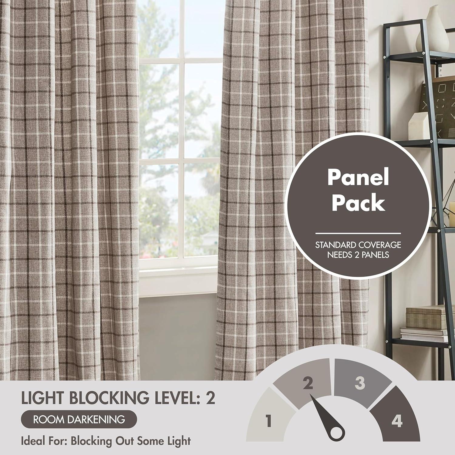 imageMadison Park Anaheim Cabin Plaid Curtain Window Thermal Insulated Fleece Lining Living Room Decor Room Darkening Drape for Bedroom 1Single Panel Pack 50quot x 84quot Rod Pocket NaturalRod Pocket Brown