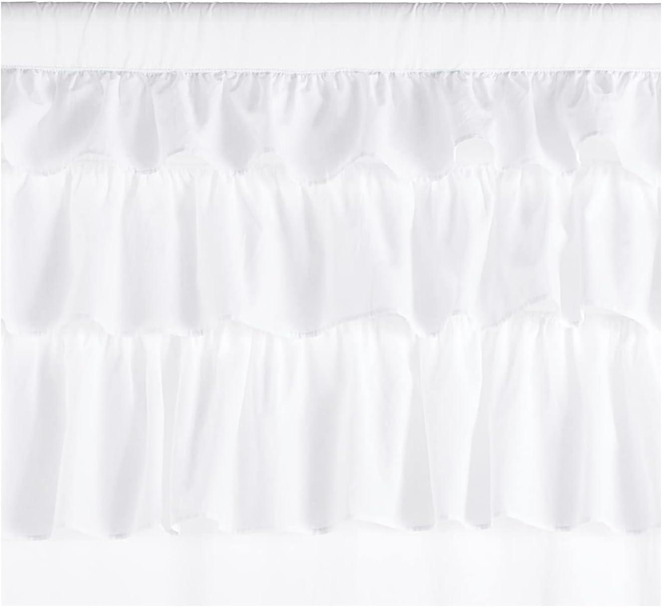 imageMadison Park Anna Oversized Ruffle Rod Pocket Valance Classic Vintage Cotton Valances for Window 50X18quot White50W x 84L Pack of 1