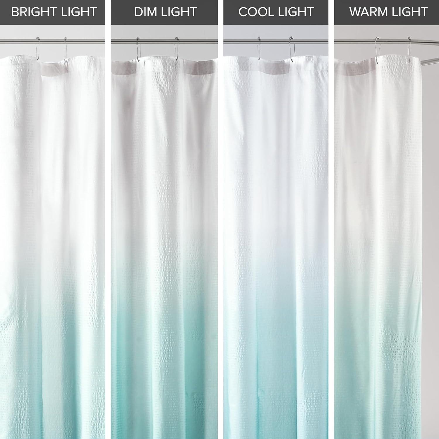 imageMadison Park Ara Shower Curtain Seersucker Design Ombre Print Modern Bathroom Decor Machine Washable Fabric Privacy Screen 72x72 TaupeAqua