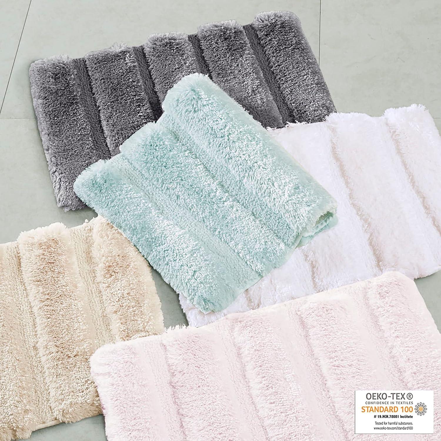 imageMadison Park Bath Rug Tufted Pearl Channel Bathroom Rug Soft Plush ampamp Absorbent Bath Matt for Bathroom Rubber Back NonSlip Thick Hotel Quality ampamp Machine Washable 24quot W x 58quot L Black 1 PieceGrey
