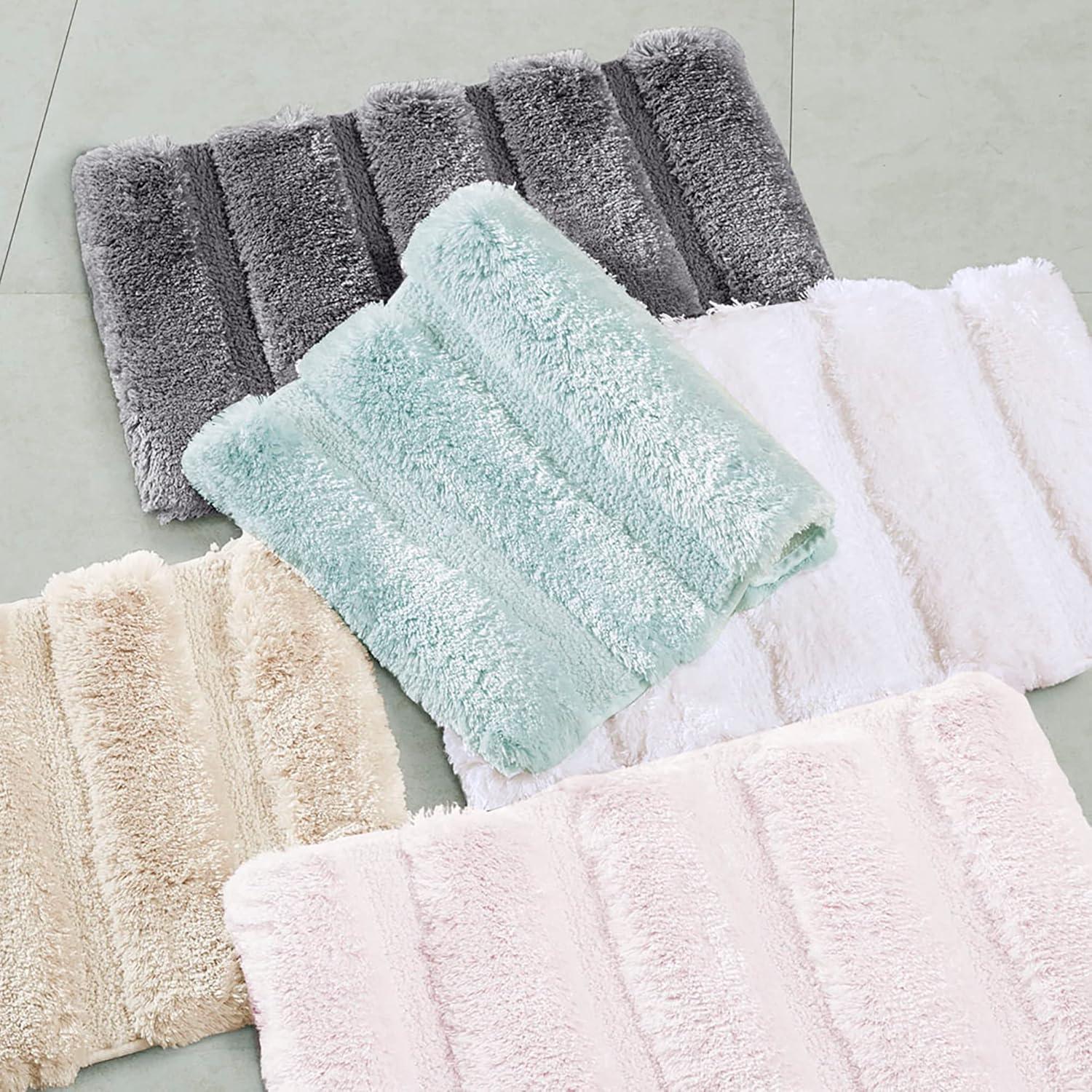 imageMadison Park Bath Rug Tufted Pearl Channel Bathroom Rug Soft Plush ampamp Absorbent Bath Matt for Bathroom Rubber Back NonSlip Thick Hotel Quality ampamp Machine Washable 24quot W x 58quot L Black 1 PieceGrey