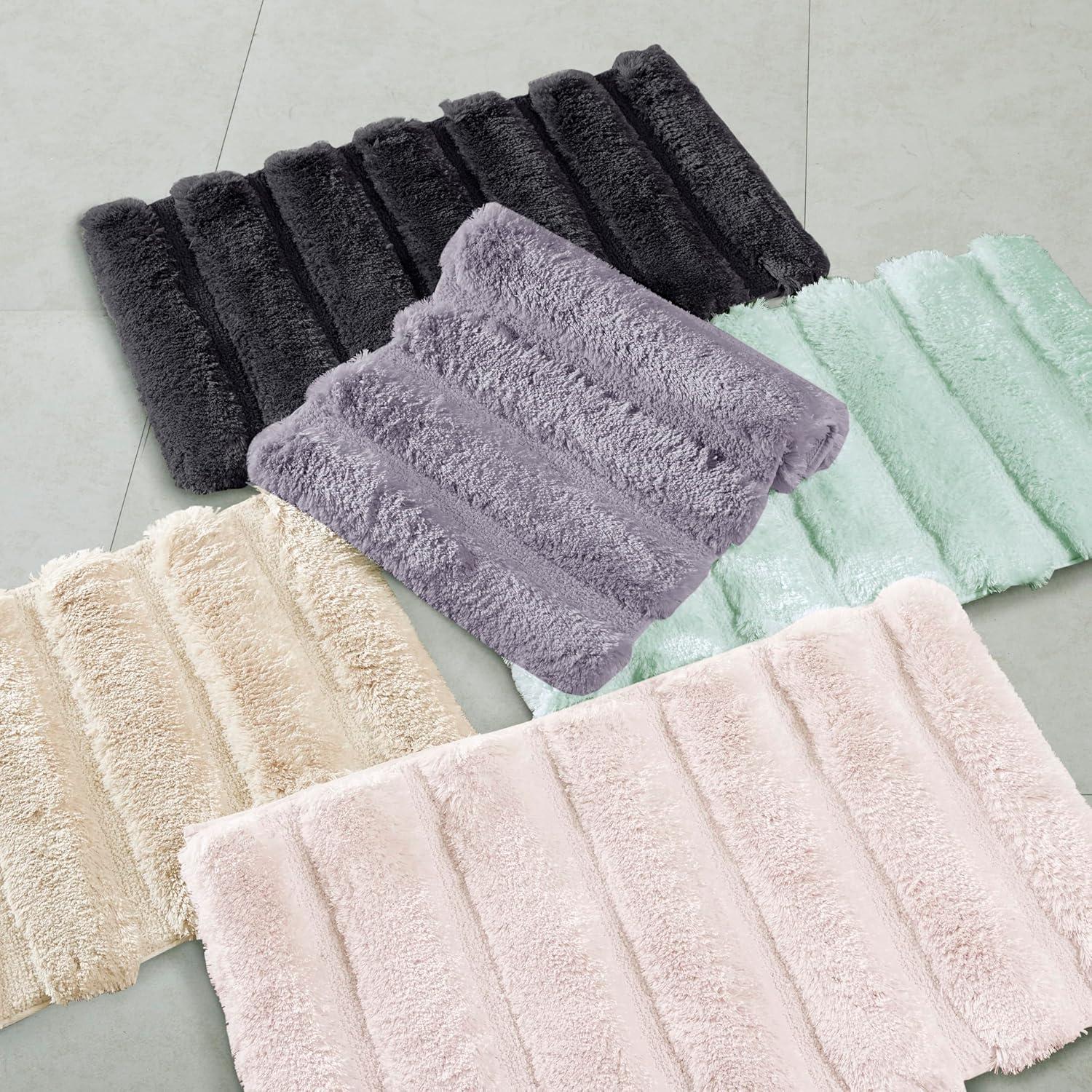 imageMadison Park Bath Rug Tufted Pearl Channel Bathroom Rug Soft Plush ampamp Absorbent Bath Matt for Bathroom Rubber Back NonSlip Thick Hotel Quality ampamp Machine Washable 24quot W x 58quot L Black 1 PieceBlack