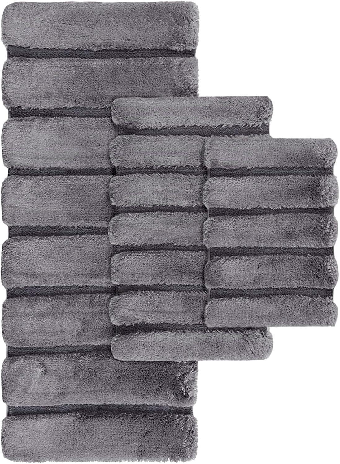 imageMadison Park Bath Rug Tufted Pearl Channel Bathroom Rug Soft Plush ampamp Absorbent Bath Matt for Bathroom Rubber Back NonSlip Thick Hotel Quality ampamp Machine Washable 24quot W x 58quot L Black 1 PieceGrey