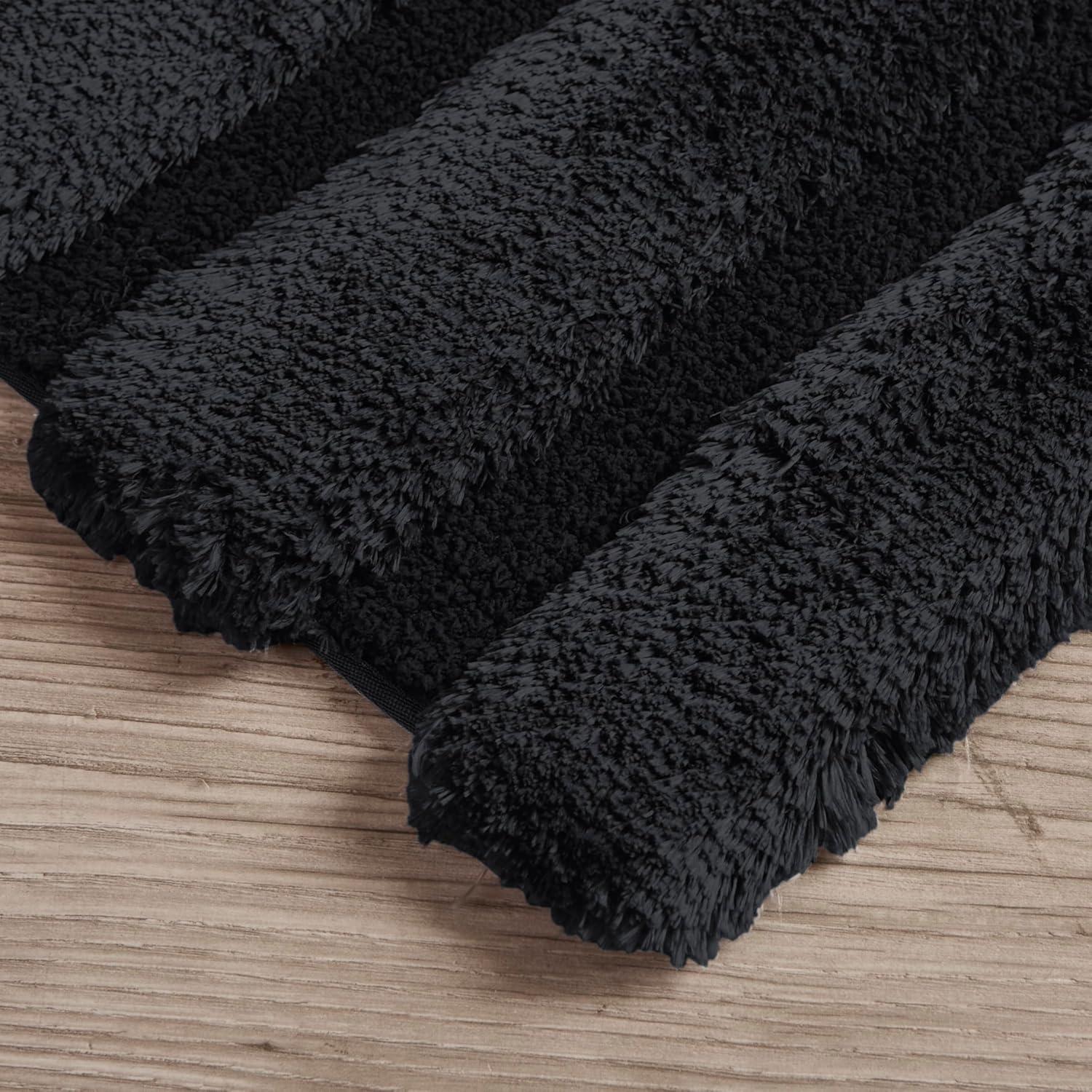 imageMadison Park Bath Rug Tufted Pearl Channel Bathroom Rug Soft Plush ampamp Absorbent Bath Matt for Bathroom Rubber Back NonSlip Thick Hotel Quality ampamp Machine Washable 24quot W x 58quot L Black 1 PieceBlack