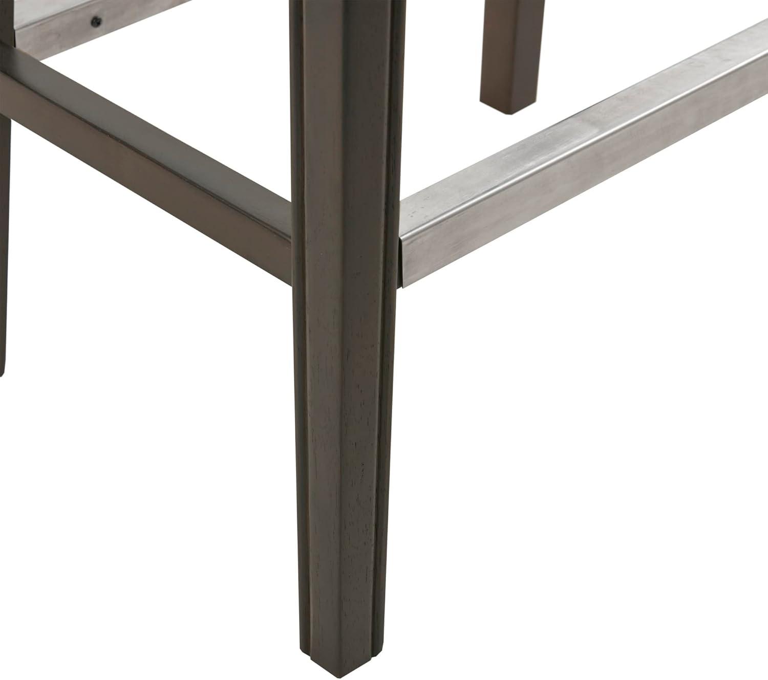 imageMadison Park Belfast Bar Stools Contour Padded Seat Nail Head Trim Modern Kitchen Counter Chair Solid Hardwood Metal Kickplate Footrest Dining Room Accent Furniture LinenCream
