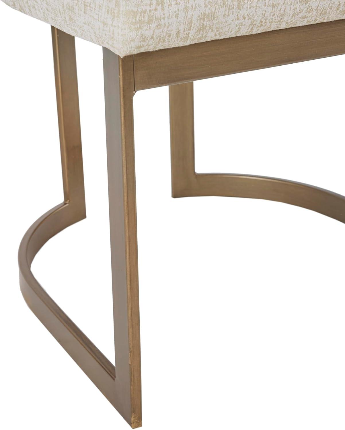imageMadison Park Bryce Parsons Upholstered Accent Dining Chairs Set of 2 Padded Seat with Cushion Antique Gold Metal Frame Back and Sled Leg Contemporary Modern Chic for Kitchen Cream 2 PieceCream
