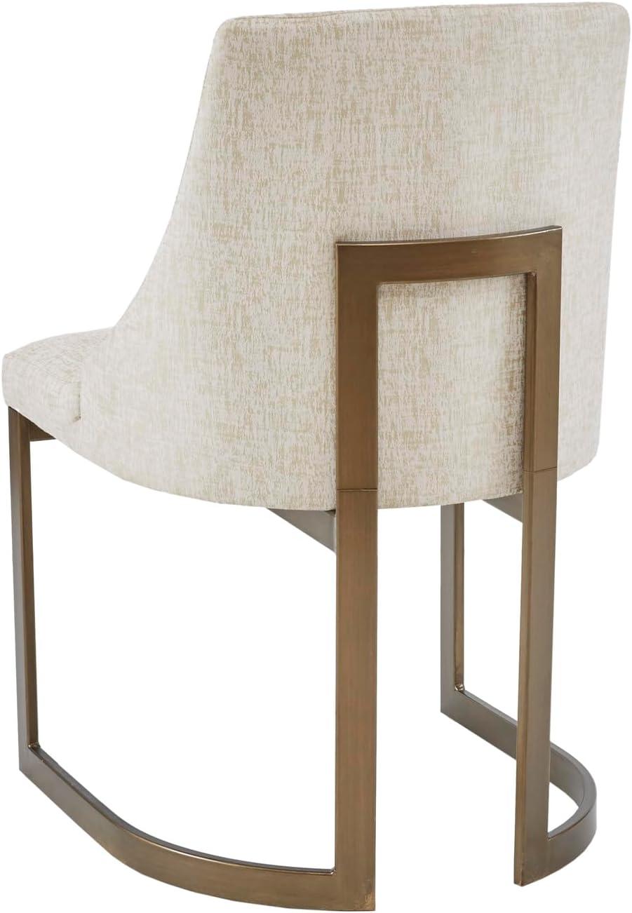 imageMadison Park Bryce Parsons Upholstered Accent Dining Chairs Set of 2 Padded Seat with Cushion Antique Gold Metal Frame Back and Sled Leg Contemporary Modern Chic for Kitchen Cream 2 PieceCream