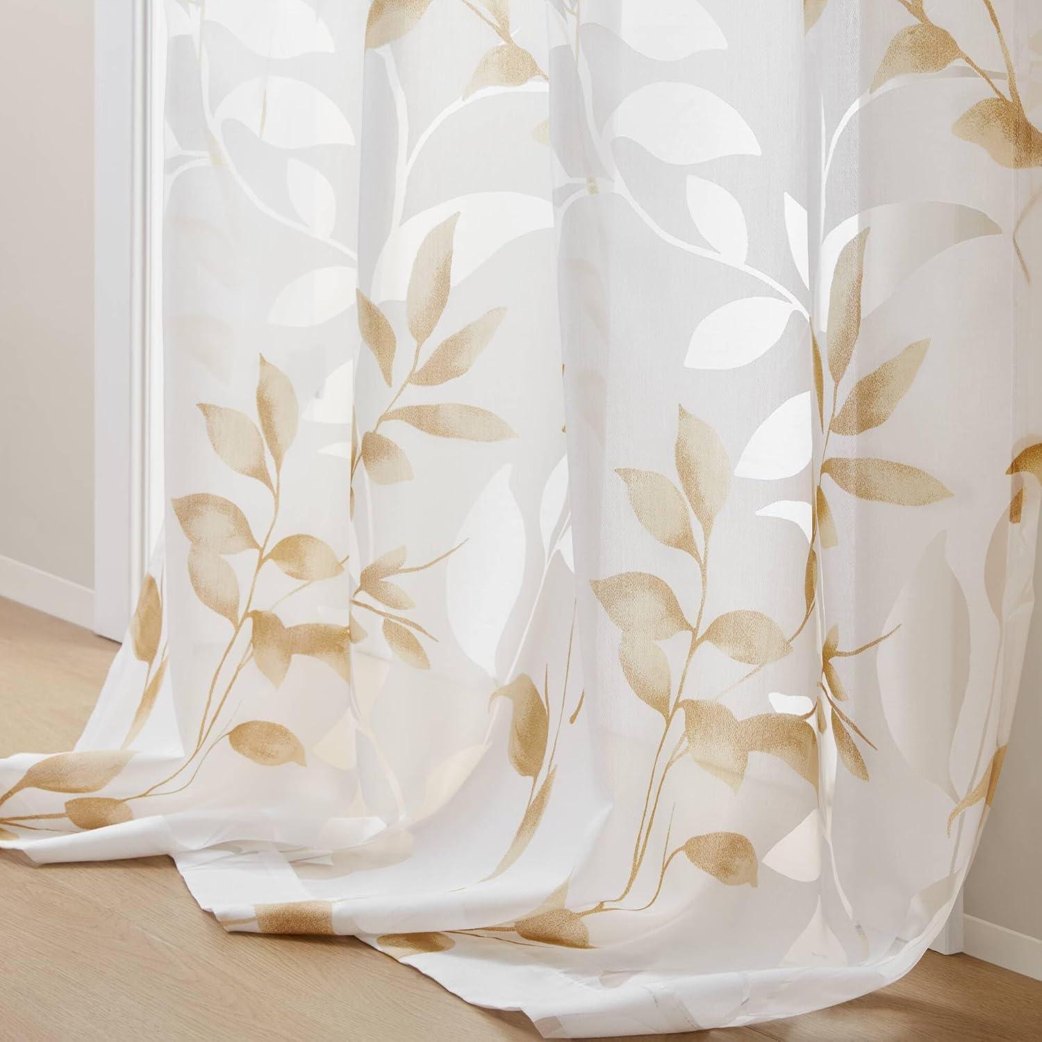 imageMadison Park Cecily Semi Sheer SINGLE Panel Window Curtain Burnout Botanical Print Easy To Hang Fits up to 125quot Diameter Rod 50x84quot Leaves AquaLeaves Yellow
