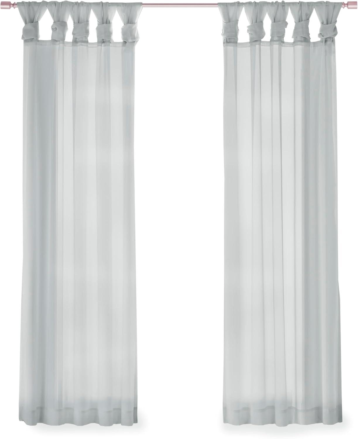 imageMadison Park Ceres DIY Twisted Tab Sheer Curtain Pair Panels Lightweight Window Treatment Voile Privacy Light Filtering Drape for Bedroom and Apartment 50 in x 84 in White 2 PieceLight Grey