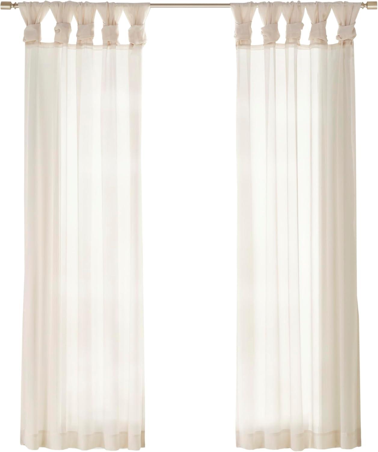 imageMadison Park Ceres DIY Twisted Tab Sheer Curtain Pair Panels Lightweight Window Treatment Voile Privacy Light Filtering Drape for Bedroom and Apartment 50 in x 84 in White 2 PieceIvory
