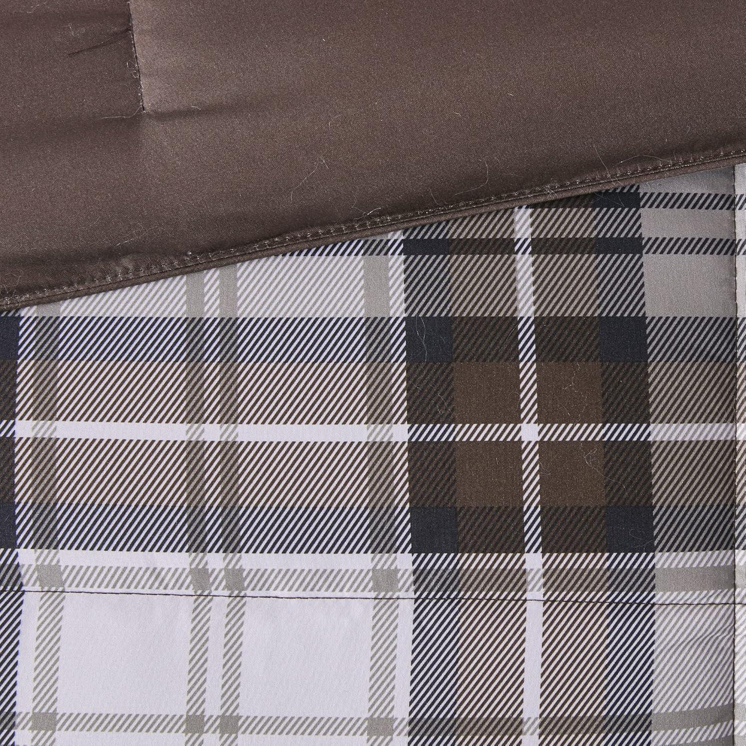 imageMadison Park Comfort Classics Larkspur Reversible Down Alternative 3M Scotchgard Comforter Mini Set FullQueen RedBlackBrown