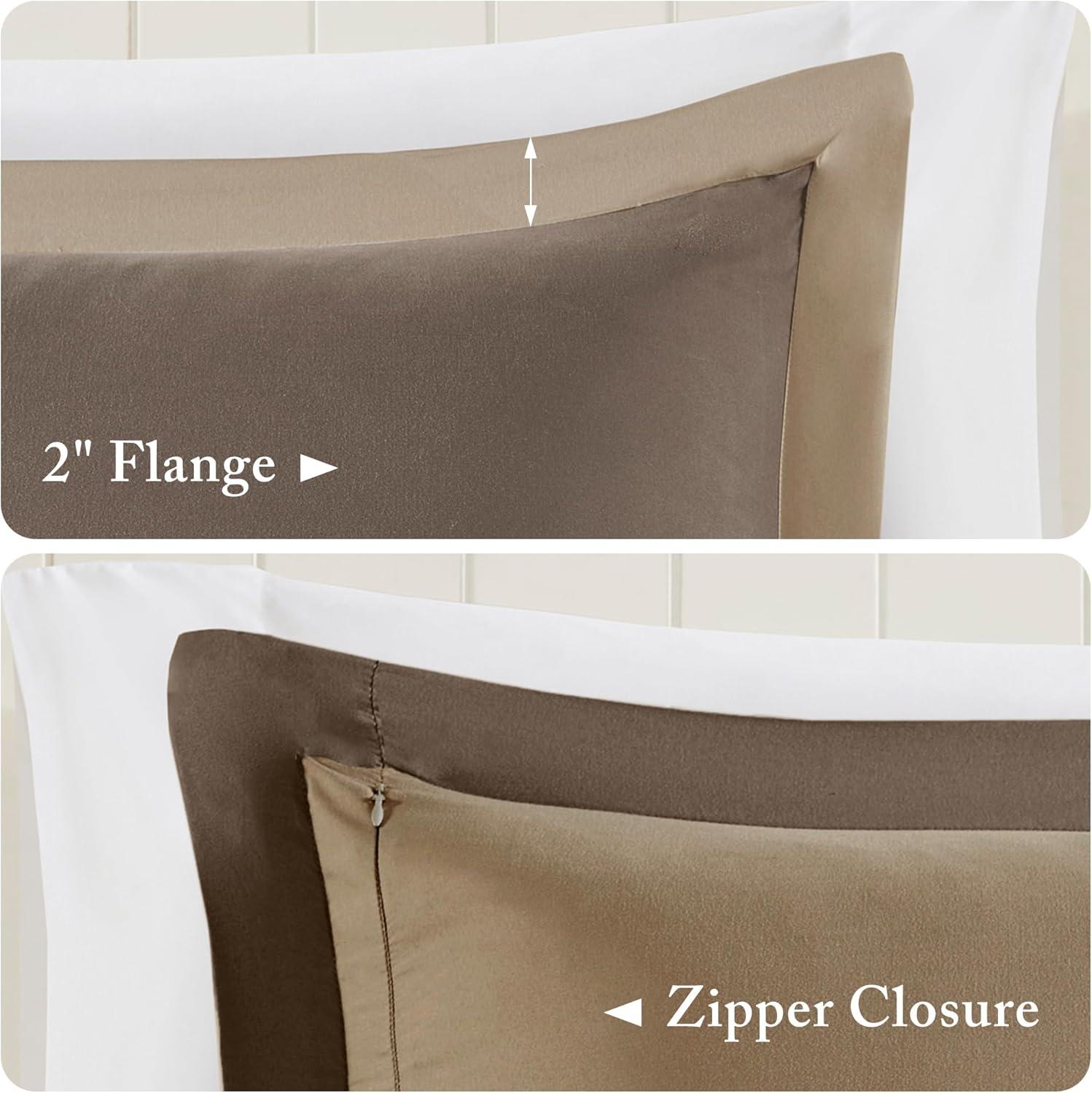 imageMadison Park Comfort Classics Larkspur Reversible Down Alternative 3M Scotchgard Comforter Mini Set FullQueen RedBlackBrownSand