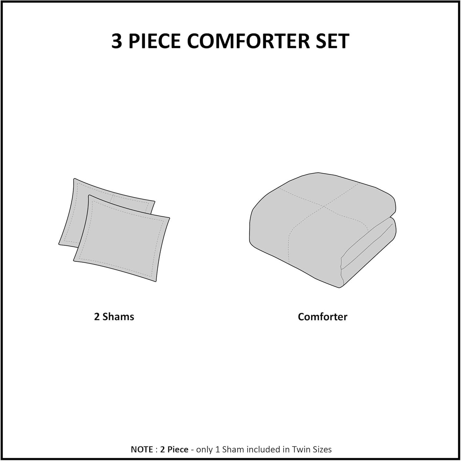 imageMadison Park Comfort Classics Larkspur Reversible Down Alternative 3M Scotchgard Comforter Mini Set FullQueen RedBlackNavy