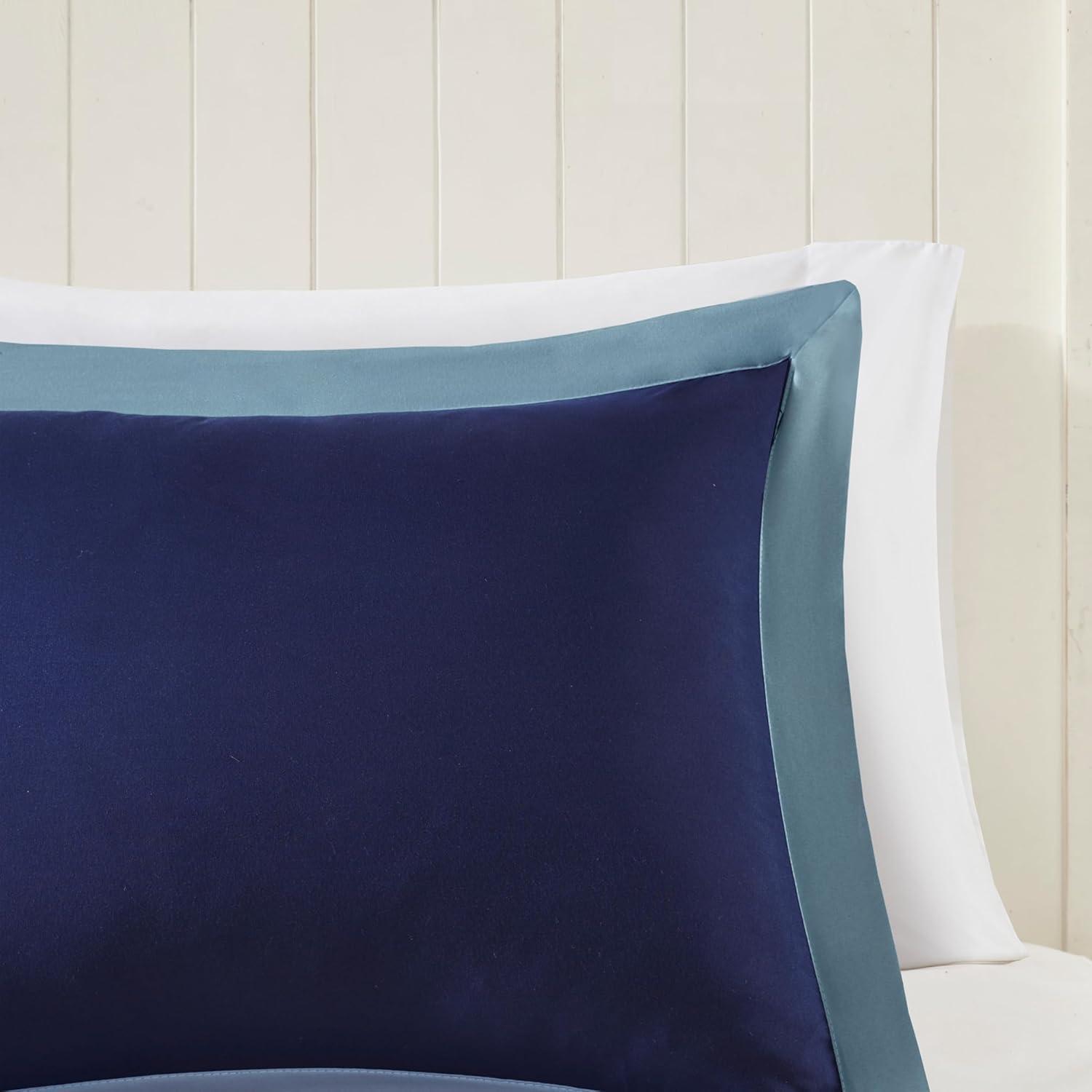 imageMadison Park Comfort Classics Larkspur Reversible Down Alternative 3M Scotchgard Comforter Mini Set FullQueen RedBlackNavyLight Blue