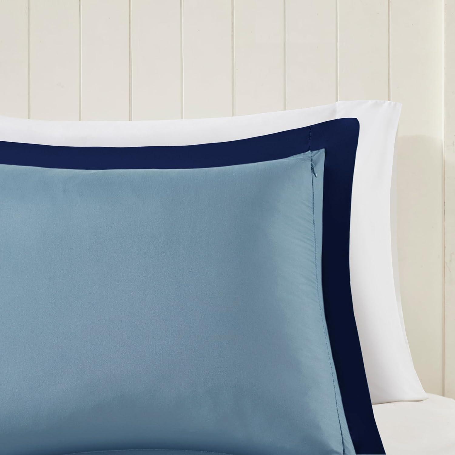 imageMadison Park Comfort Classics Larkspur Reversible Down Alternative 3M Scotchgard Comforter Mini Set FullQueen RedBlackNavyLight Blue