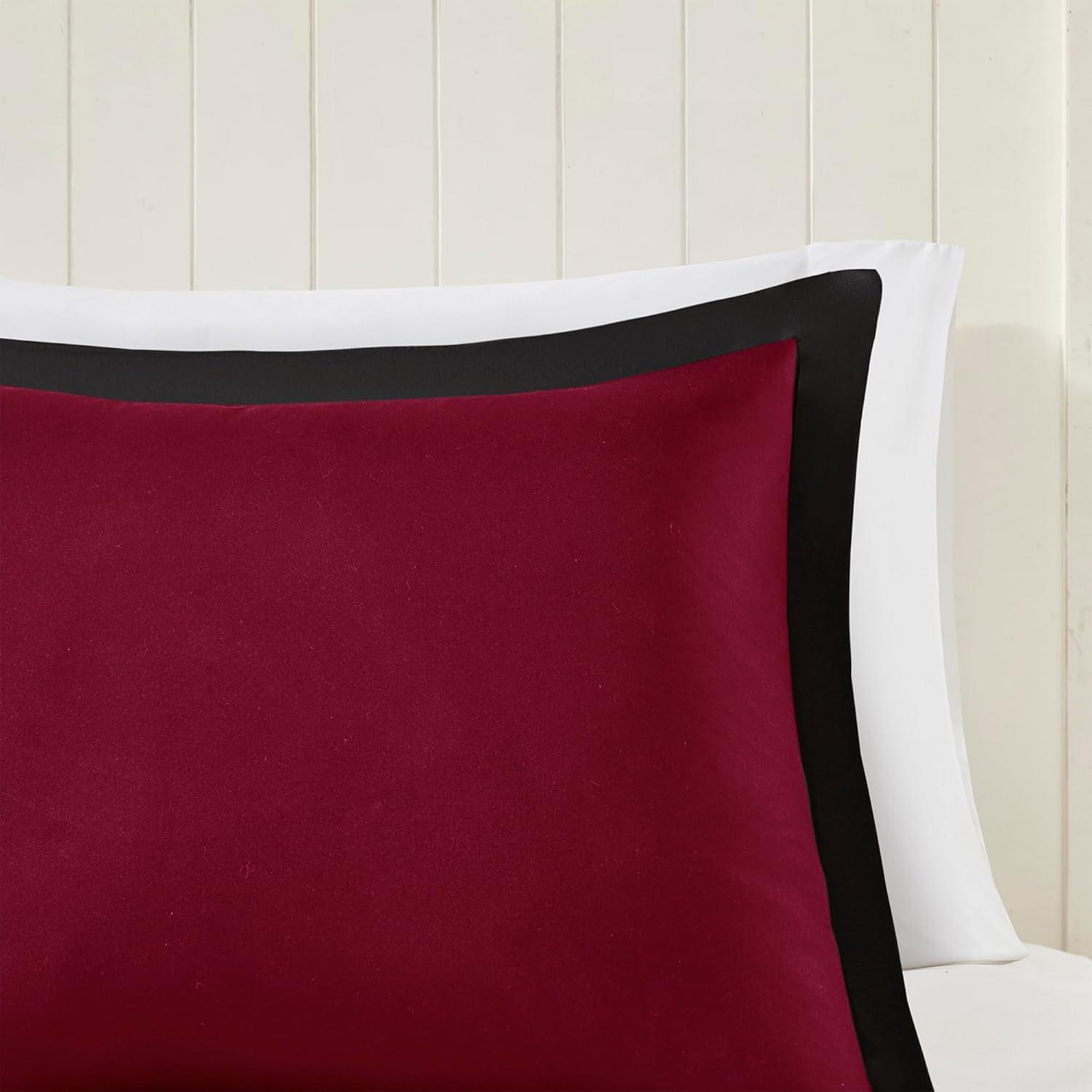 imageMadison Park Comfort Classics Larkspur Reversible Down Alternative 3M Scotchgard Comforter Mini Set FullQueen RedBlackRedBlack