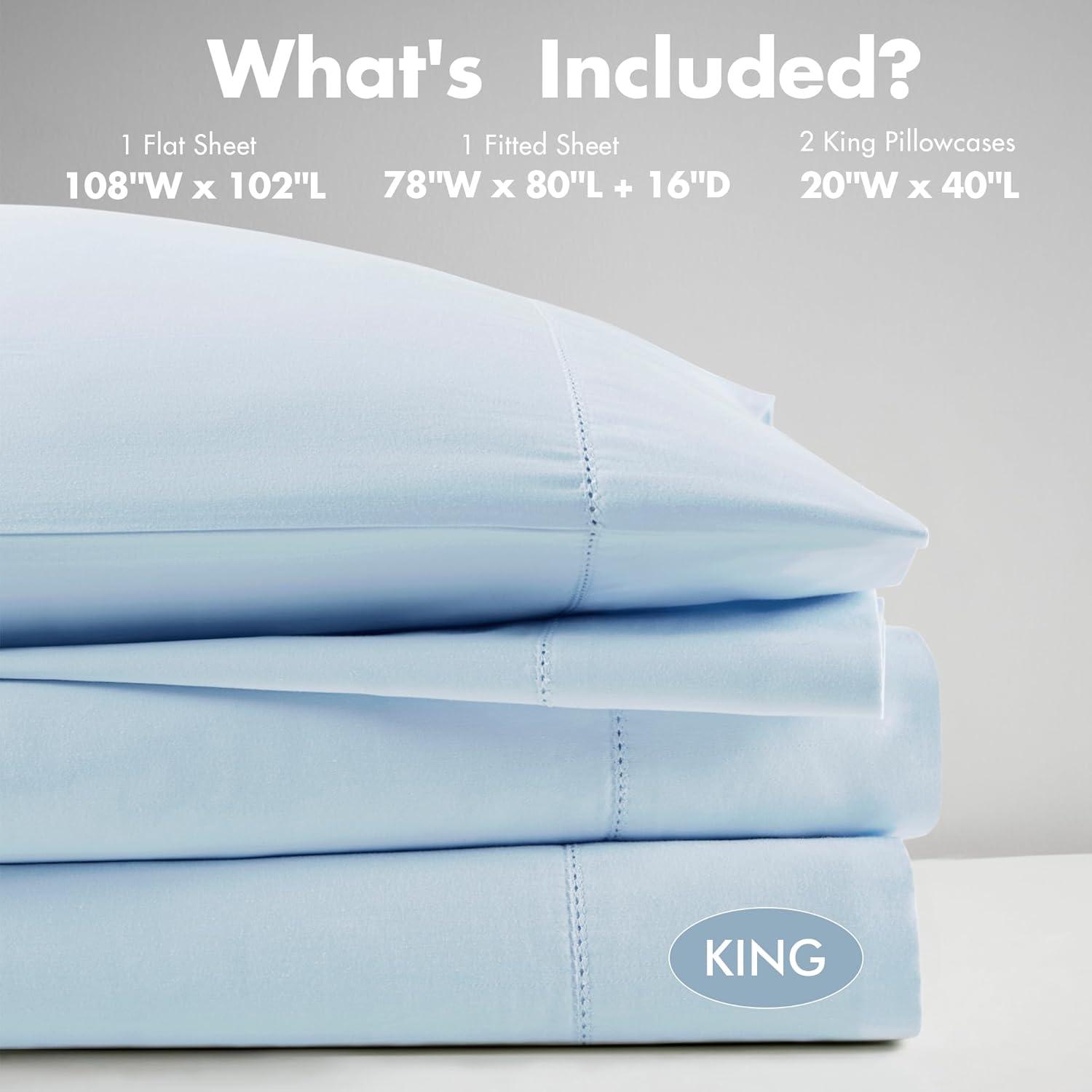 imageMadison Park Cotton Sheet Set Soft ampamp Breathable 500TC Egyptian Cotton Sheets All Seaons Elastic Deep Pockect Sheet Set Lightweighted 100 Egyptian Bed Sheets Queen Grey 4 PieceBlue