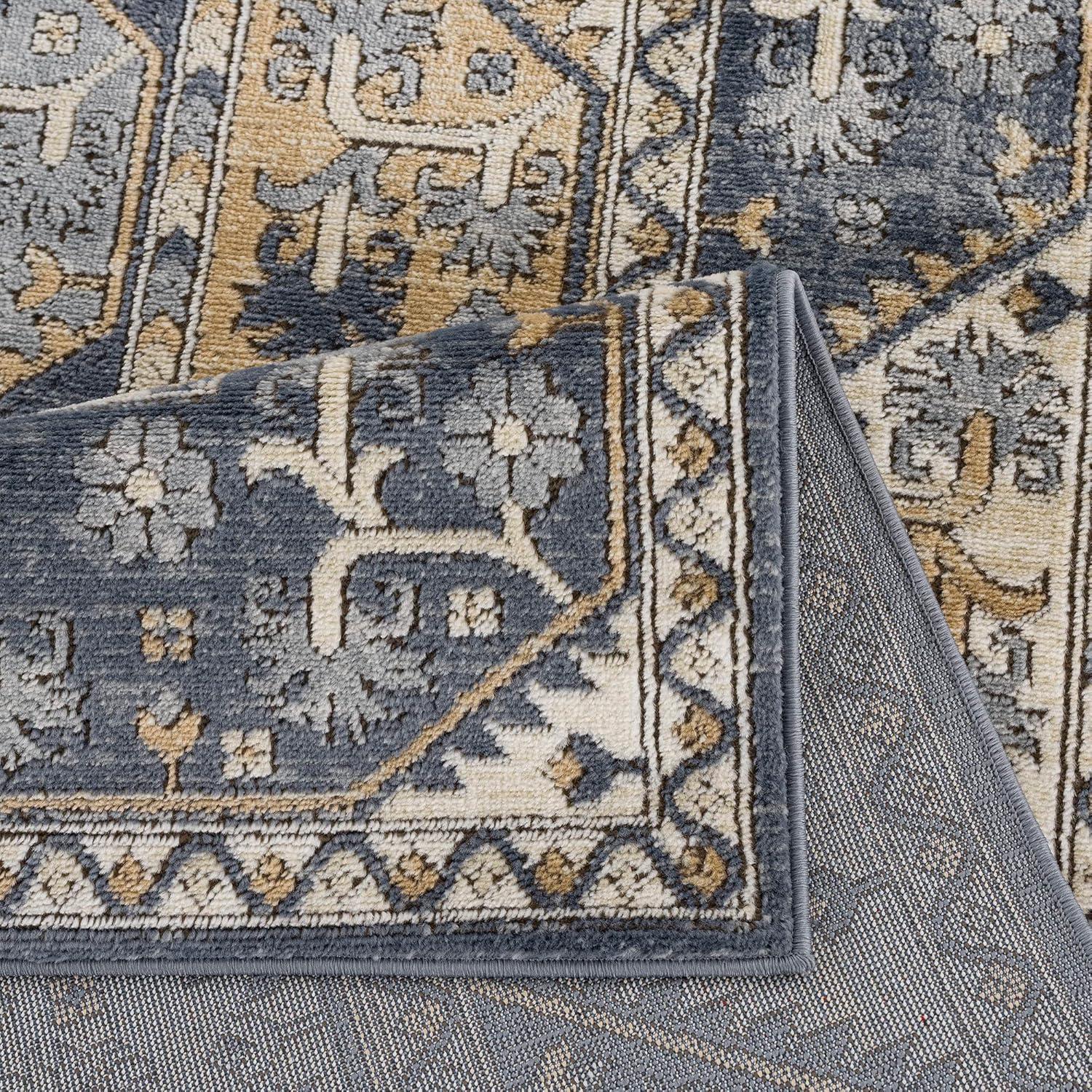 imageMadison Park Dakota Vienna Woven Turkish Area Rugs for Living Room Indoor Dining Accent Modern Home Dcor Ultra Soft Floor Carpets for Dining Room 711quotW x 10L Distressed Tiled BeigeDakota BlueCream