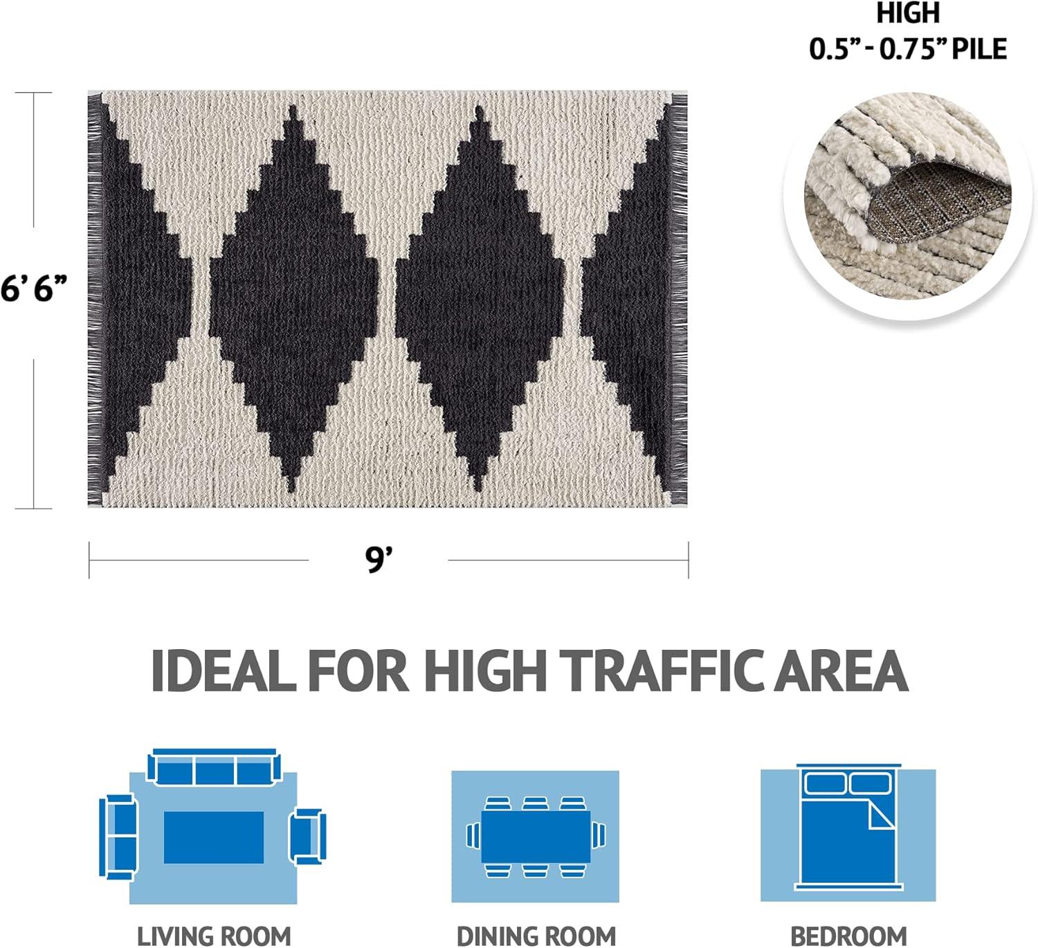 imageMadison Park Dakota Vienna Woven Turkish Area Rugs for Living Room Indoor Dining Accent Modern Home Dcor Ultra Soft Floor Carpets for Dining Room 711quotW x 10L Distressed Tiled BeigeAmanda BlackIvory