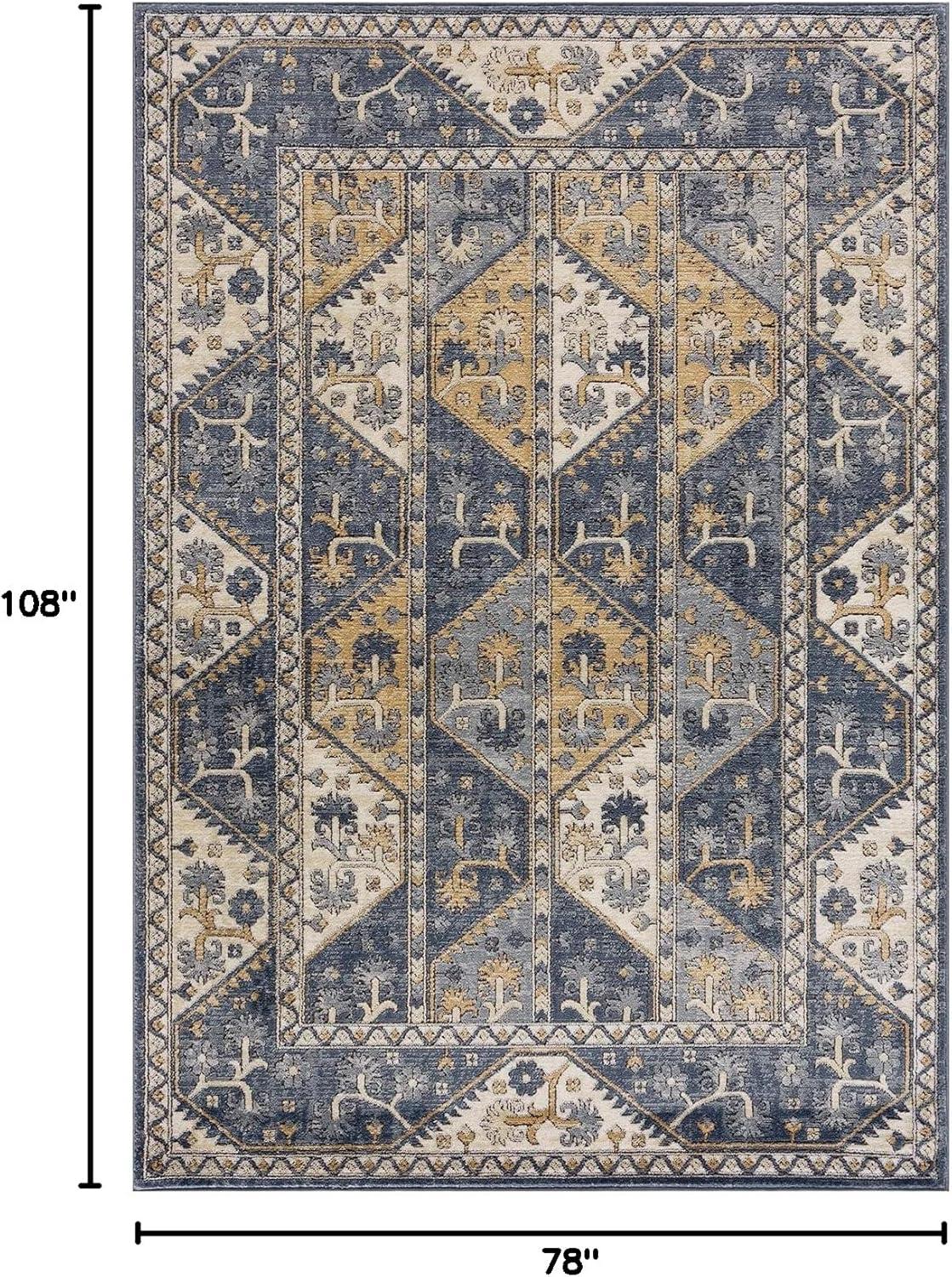 imageMadison Park Dakota Vienna Woven Turkish Area Rugs for Living Room Indoor Dining Accent Modern Home Dcor Ultra Soft Floor Carpets for Dining Room 711quotW x 10L Distressed Tiled BeigeDakota BlueCream