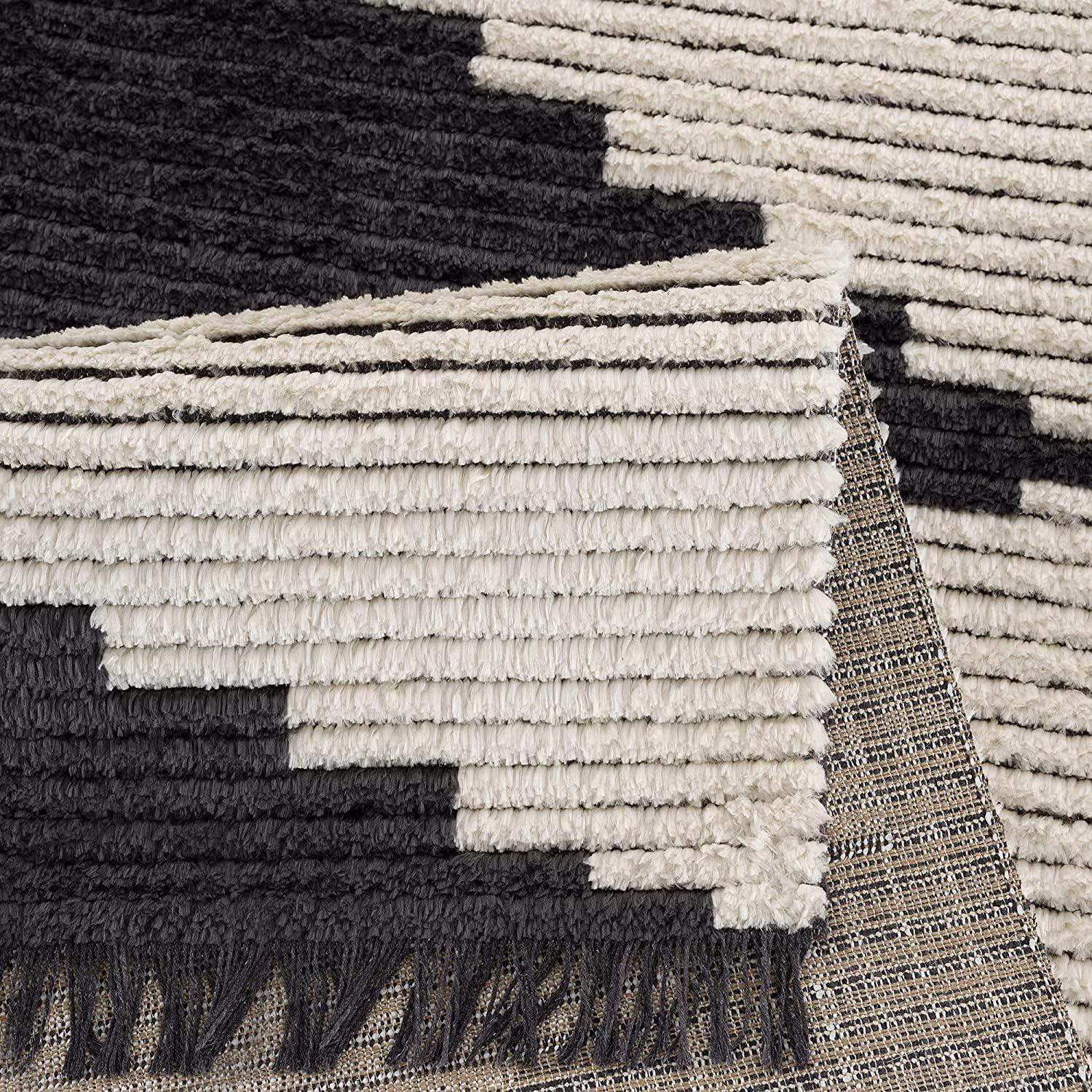 imageMadison Park Dakota Vienna Woven Turkish Area Rugs for Living Room Indoor Dining Accent Modern Home Dcor Ultra Soft Floor Carpets for Dining Room 711quotW x 10L Distressed Tiled BeigeAmanda BlackIvory