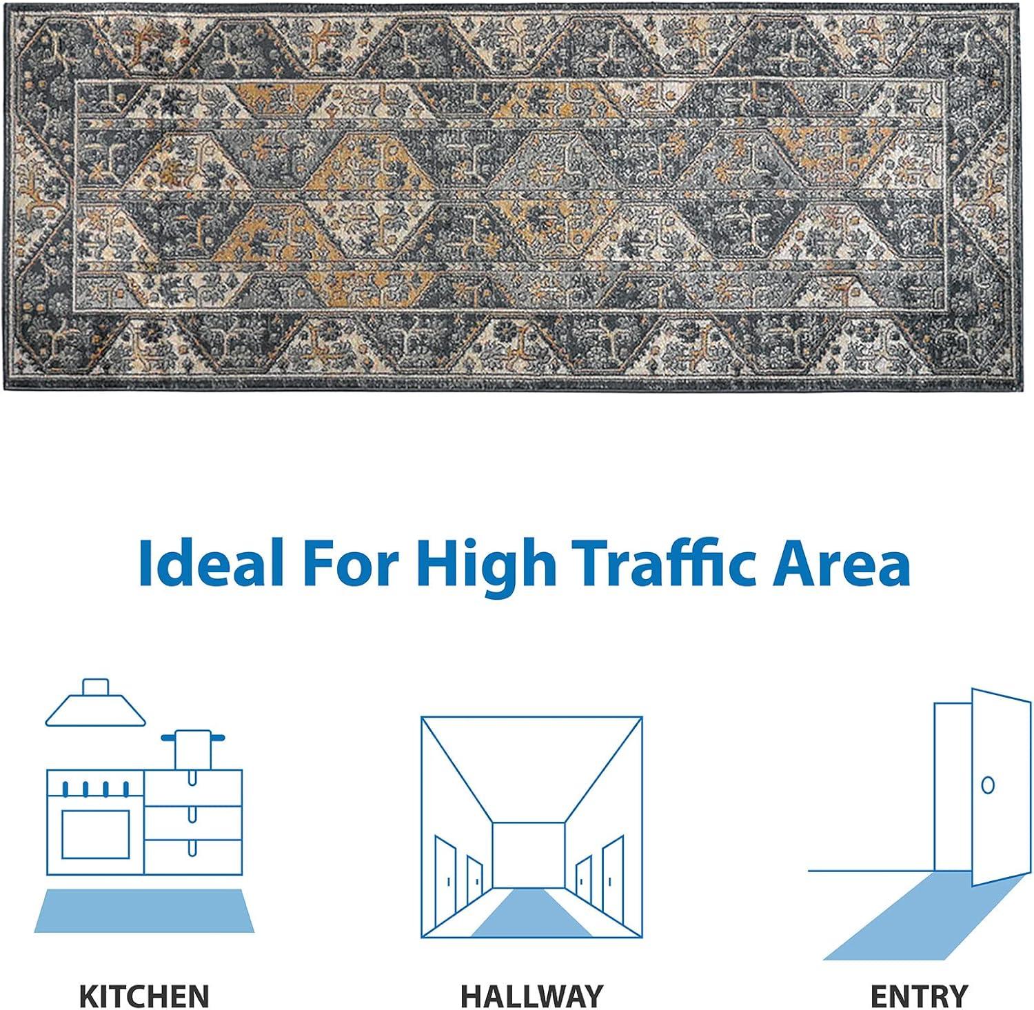 imageMadison Park Dakota Vienna Woven Turkish Area Rugs for Living Room Indoor Dining Accent Modern Home Dcor Ultra Soft Floor Carpets for Dining Room 711quotW x 10L Distressed Tiled BeigeDakota BlueCream