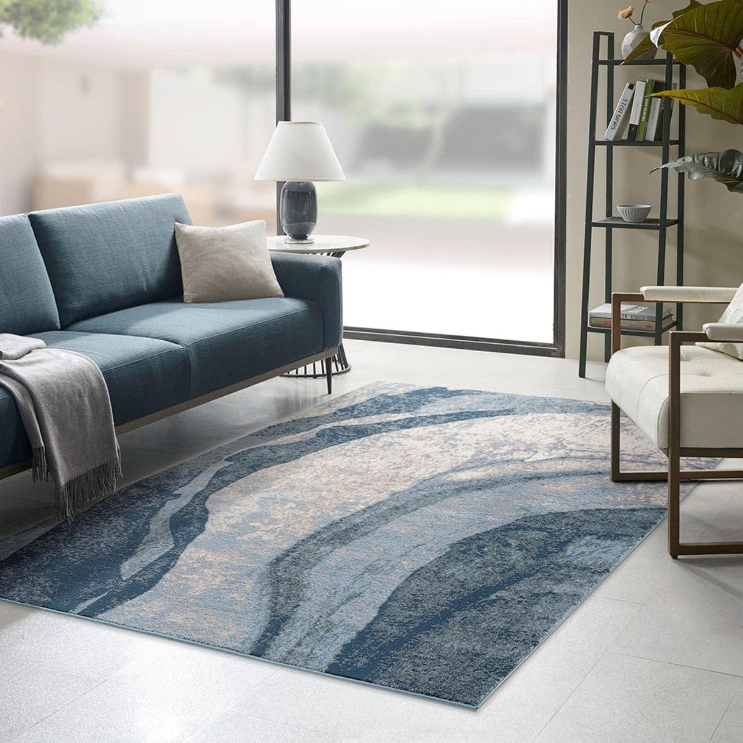 imageMadison Park Dakota Vienna Woven Turkish Area Rugs for Living Room Indoor Dining Accent Modern Home Dcor Ultra Soft Floor Carpets for Dining Room 711quotW x 10L Distressed Tiled BeigeGrace Blue