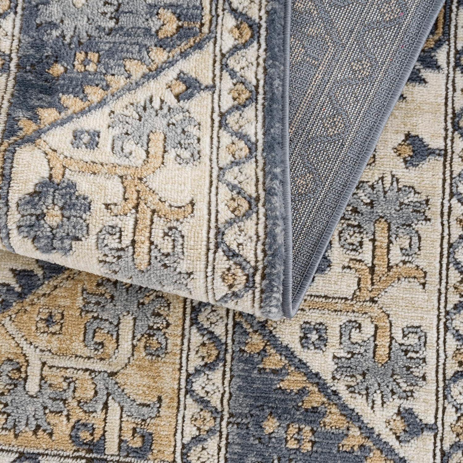 imageMadison Park Dakota Vienna Woven Turkish Area Rugs for Living Room Indoor Dining Accent Modern Home Dcor Ultra Soft Floor Carpets for Dining Room 711quotW x 10L Distressed Tiled BeigeDakota BlueCream
