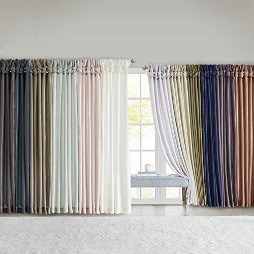 imageMadison Park Emilia Faux Silk Valance DIY Twist Tab Top Finish with Beads Window Valance Curtain for Living Room Bedroom and Dorm 26quotL x 50quotW BlushBlush