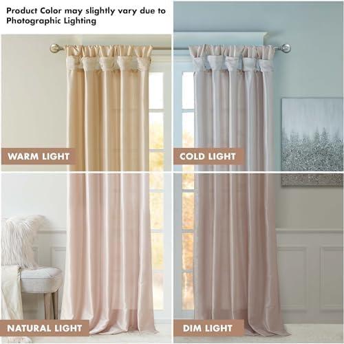 imageMadison Park Emilia Faux Silk Valance DIY Twist Tab Top Finish with Beads Window Valance Curtain for Living Room Bedroom and Dorm 26quotL x 50quotW BlushBlush