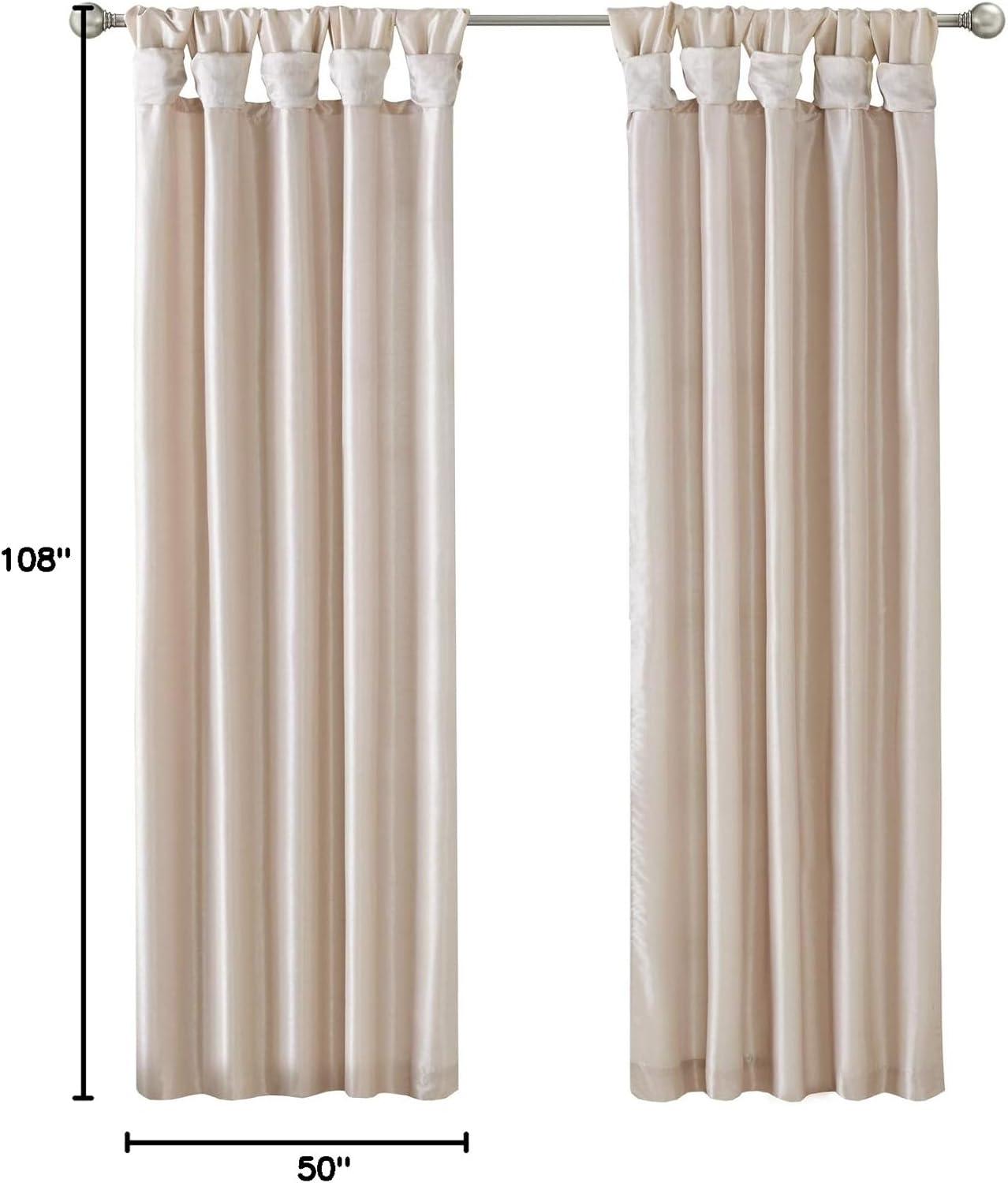 imageMadison Park Emilia Faux Silk Valance DIY Twist Tab Top Finish with Beads Window Valance Curtain for Living Room Bedroom and Dorm 26quotL x 50quotW BlushBlush