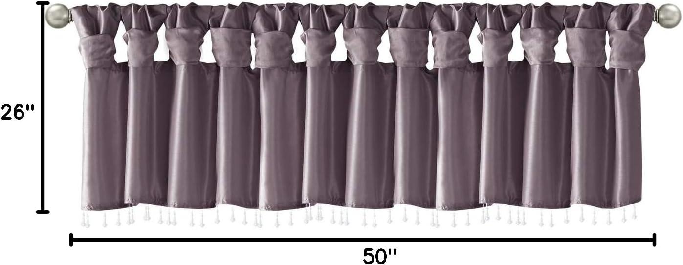 imageMadison Park Emilia Faux Silk Valance DIY Twist Tab Top Finish with Beads Window Valance Curtain for Living Room Bedroom and Dorm 26quotL x 50quotW BlushPurple