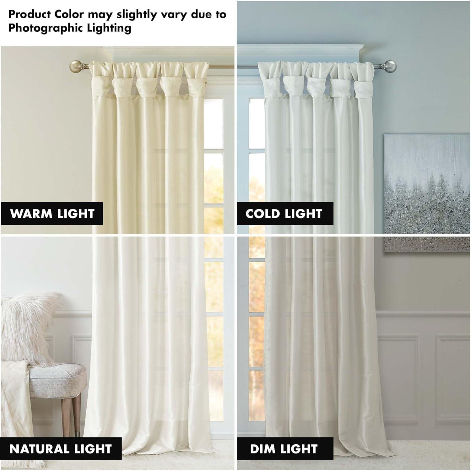 imageMadison Park Emilia Faux Silk Valance DIY Twist Tab Top Finish with Beads Window Valance Curtain for Living Room Bedroom and Dorm 26quotL x 50quotW BlushWhite