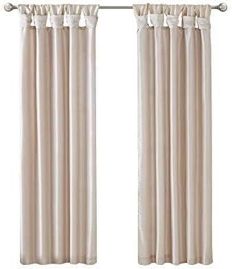 imageMadison Park Emilia Faux Silk Valance DIY Twist Tab Top Finish with Beads Window Valance Curtain for Living Room Bedroom and Dorm 26quotL x 50quotW BlushBlush