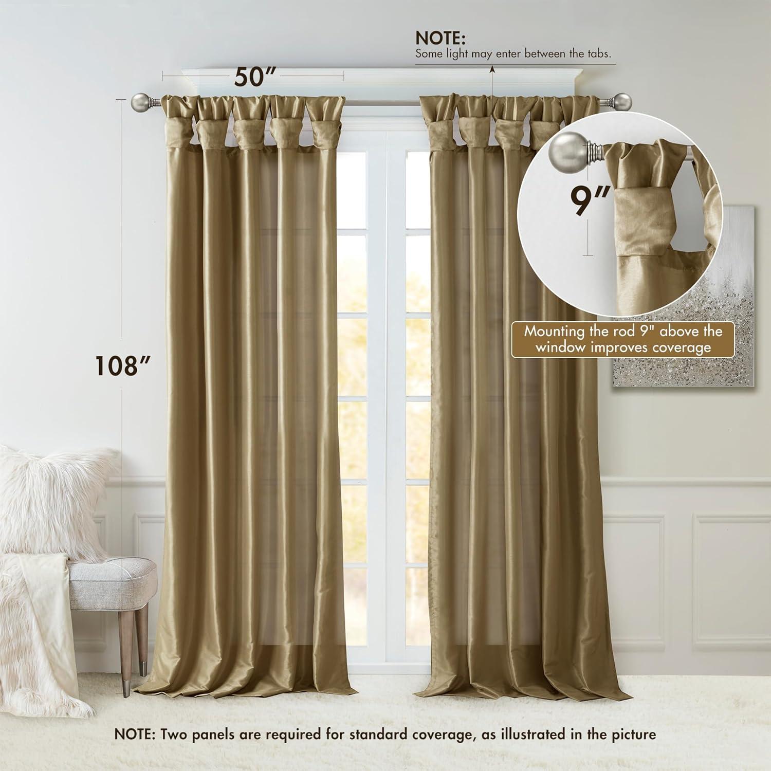 imageMadison Park Emilia Faux Silk Valance DIY Twist Tab Top Finish with Beads Window Valance Curtain for Living Room Bedroom and Dorm 26quotL x 50quotW BlushBronze