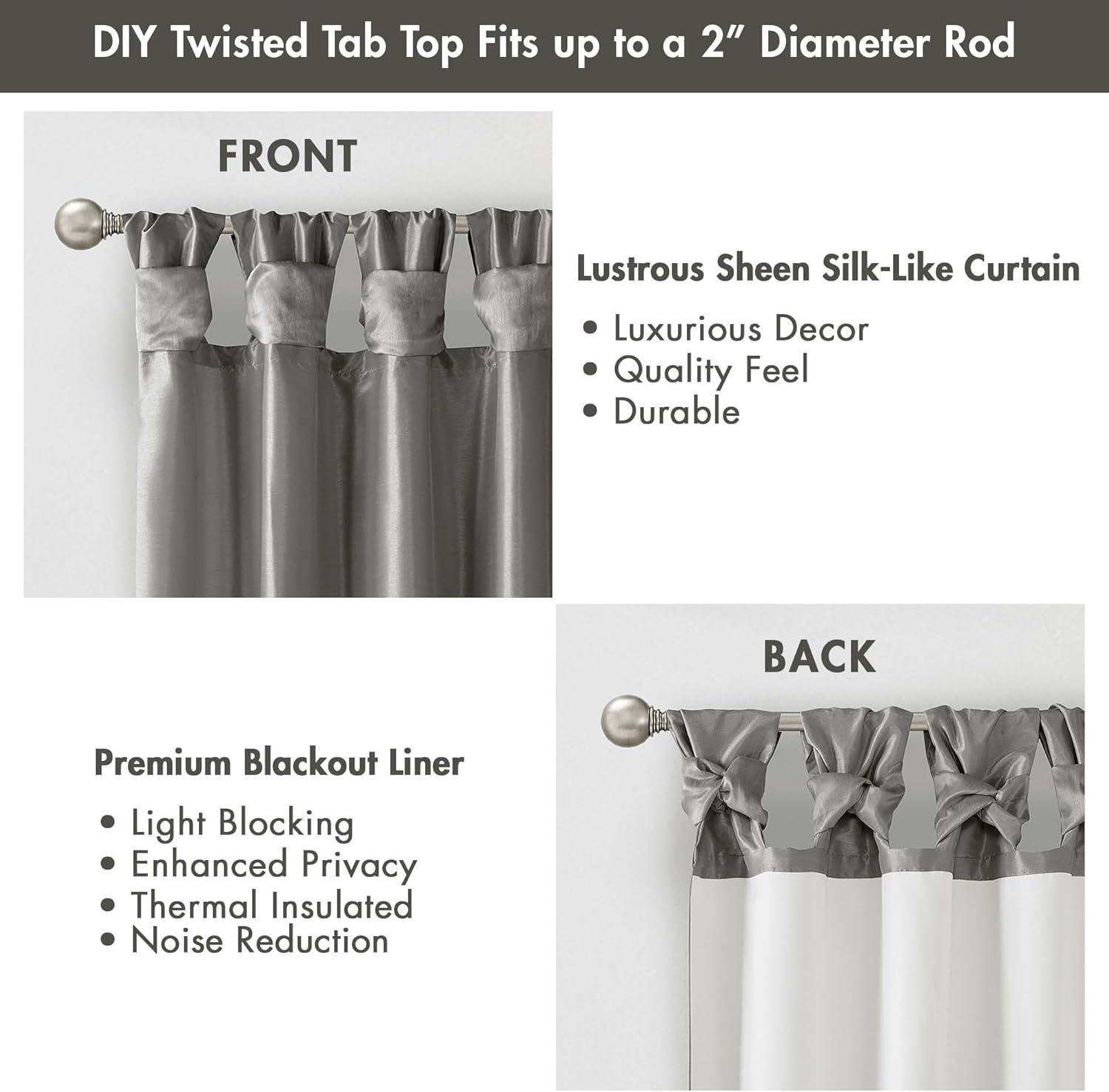 imageMadison Park Emilia Faux Silk Valance DIY Twist Tab Top Finish with Beads Window Valance Curtain for Living Room Bedroom and Dorm 26quotL x 50quotW BlushCharcoal